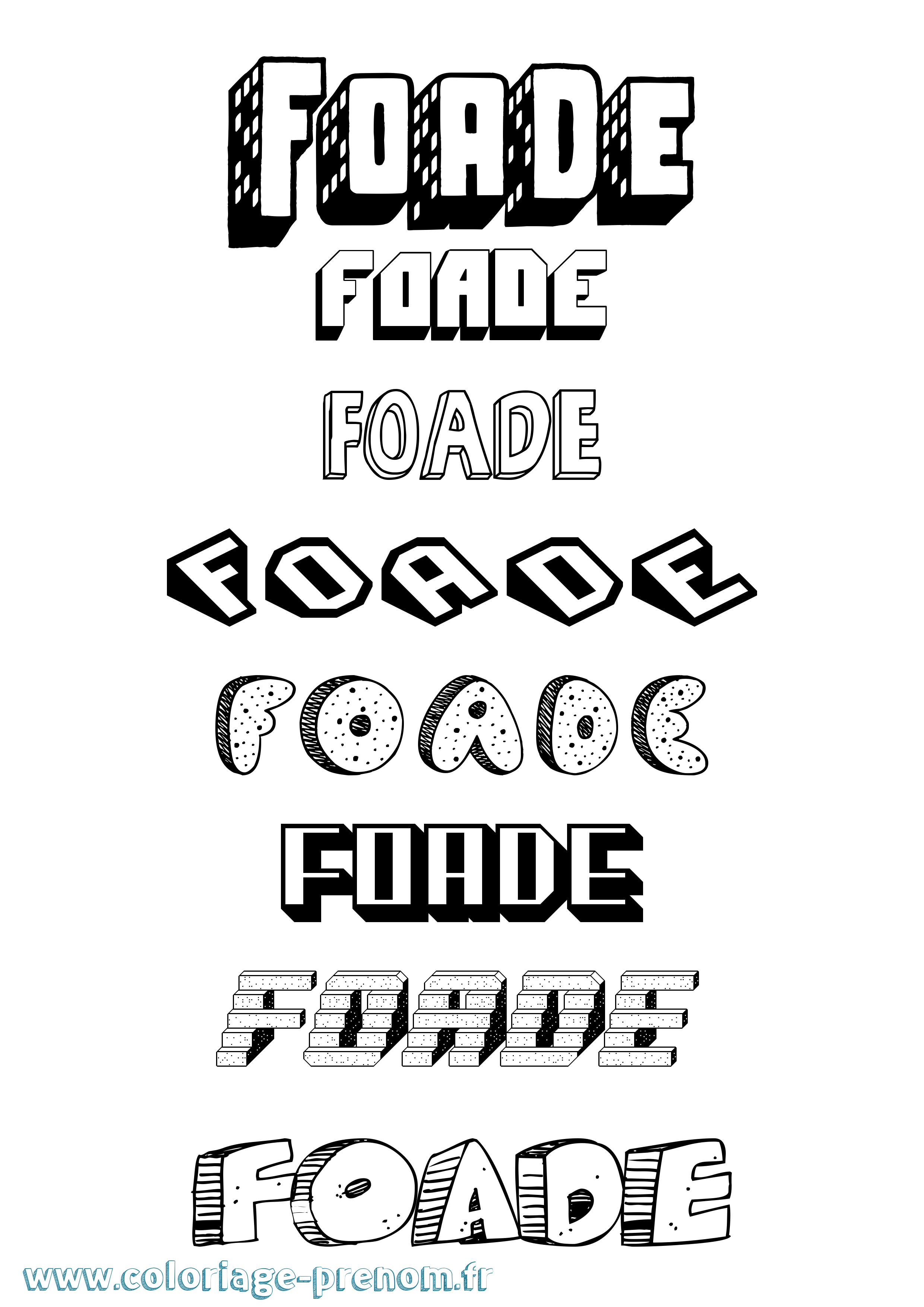 Coloriage Foade Effet 3D Coloriage prénom Foade Effet 3D