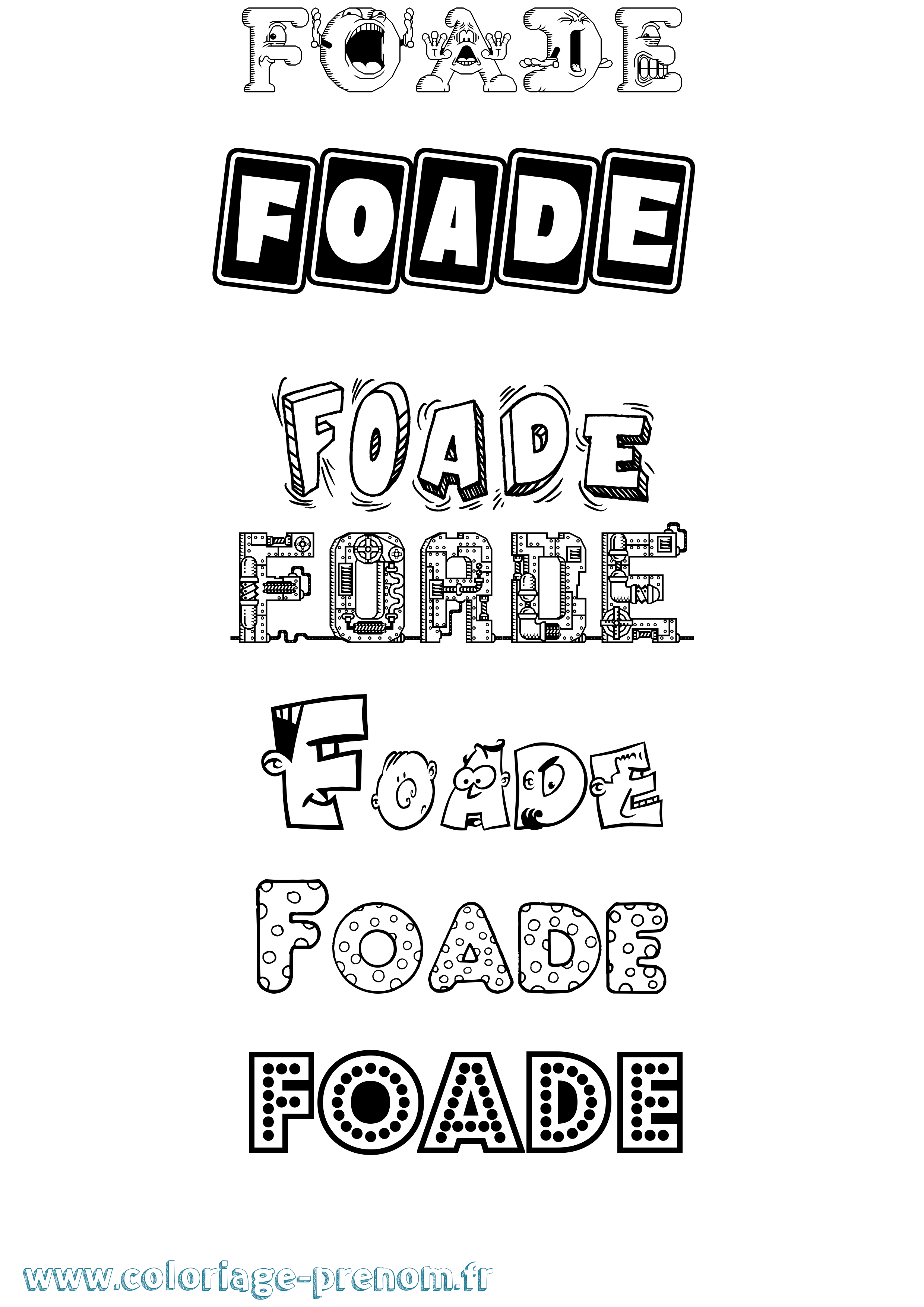 Coloriage prénom Foade Fun