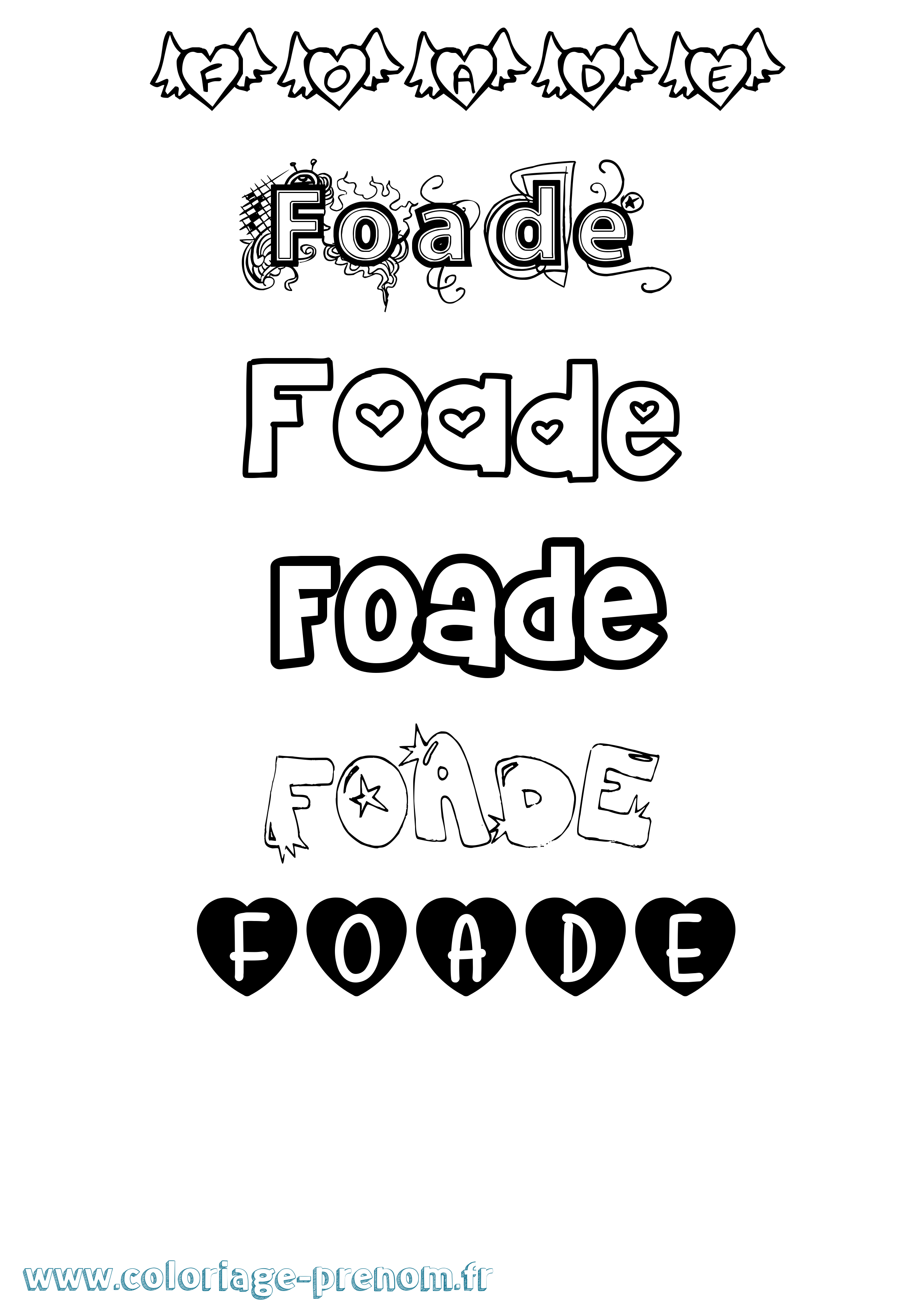 Coloriage prénom Foade Girly