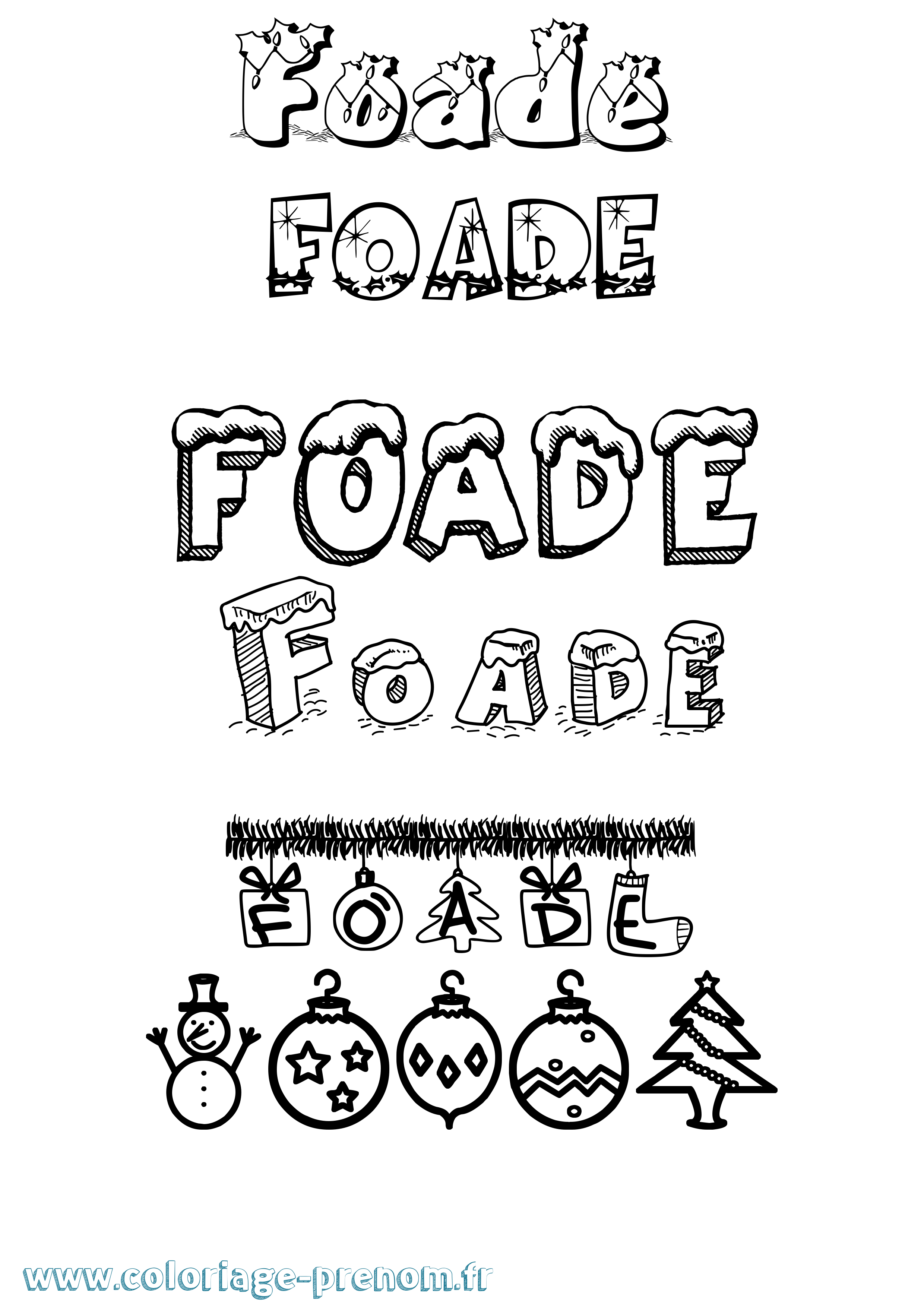 Coloriage Foade Noël Coloriage prénom Foade Noël