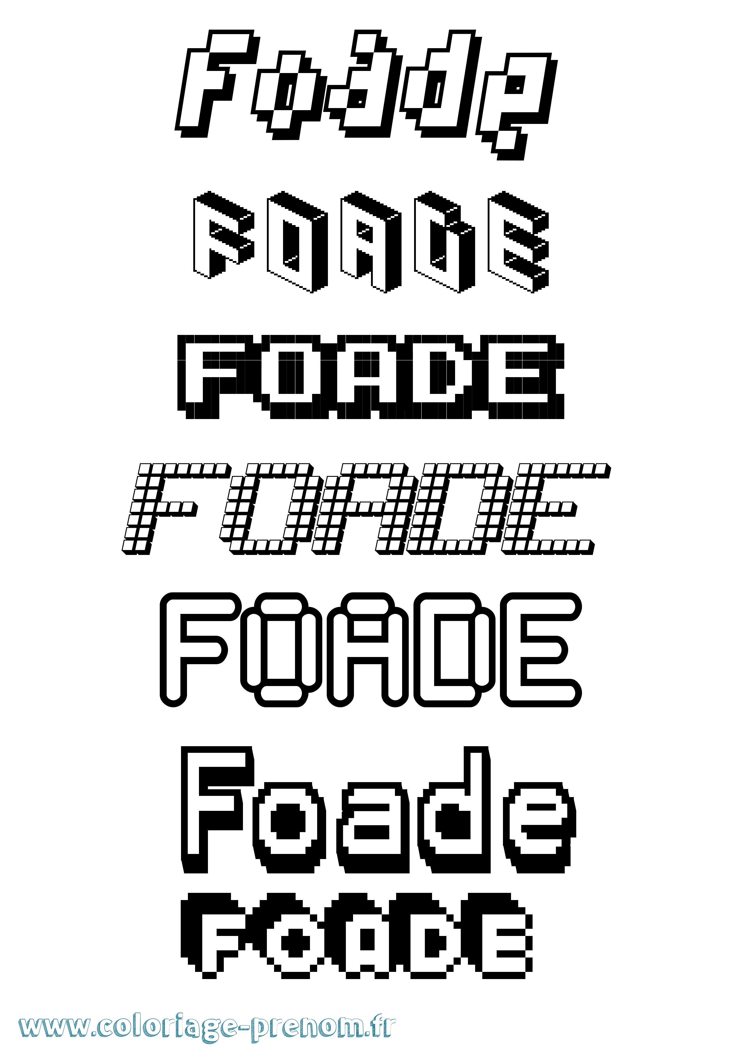 Coloriage Foade Pixel Coloriage prénom Foade Pixel