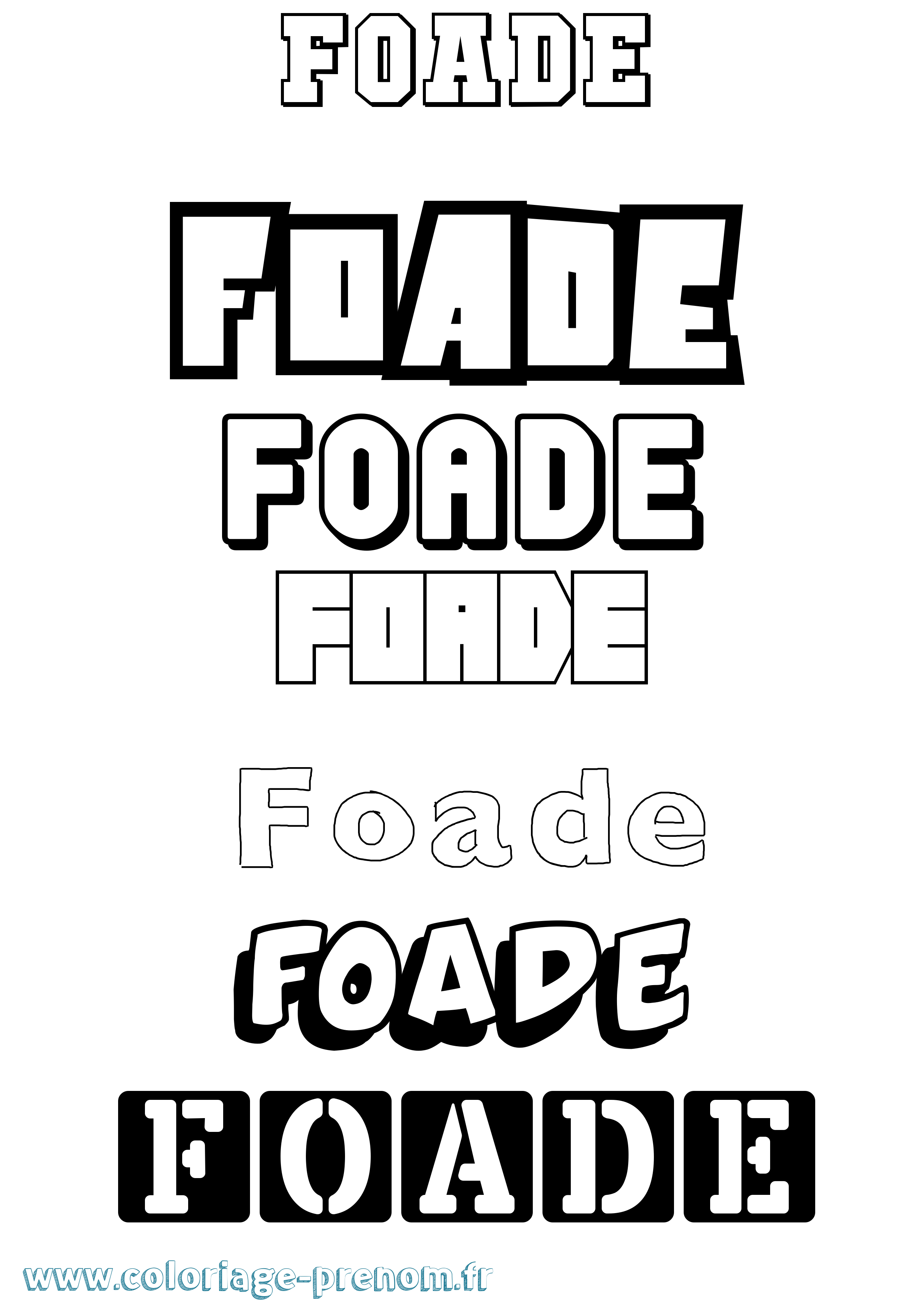 Coloriage prénom Foade Simple