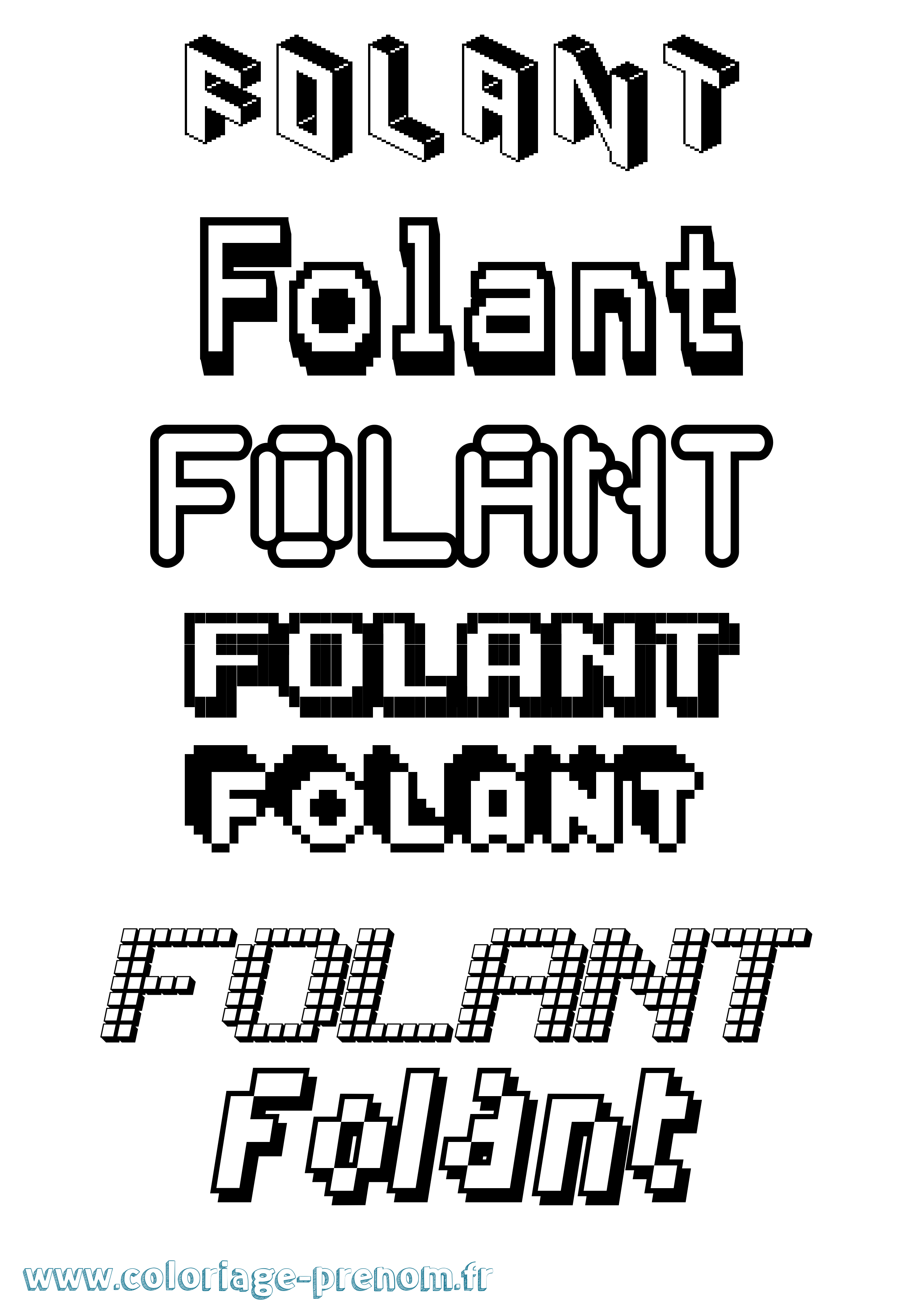 Coloriage prénom Folant Pixel