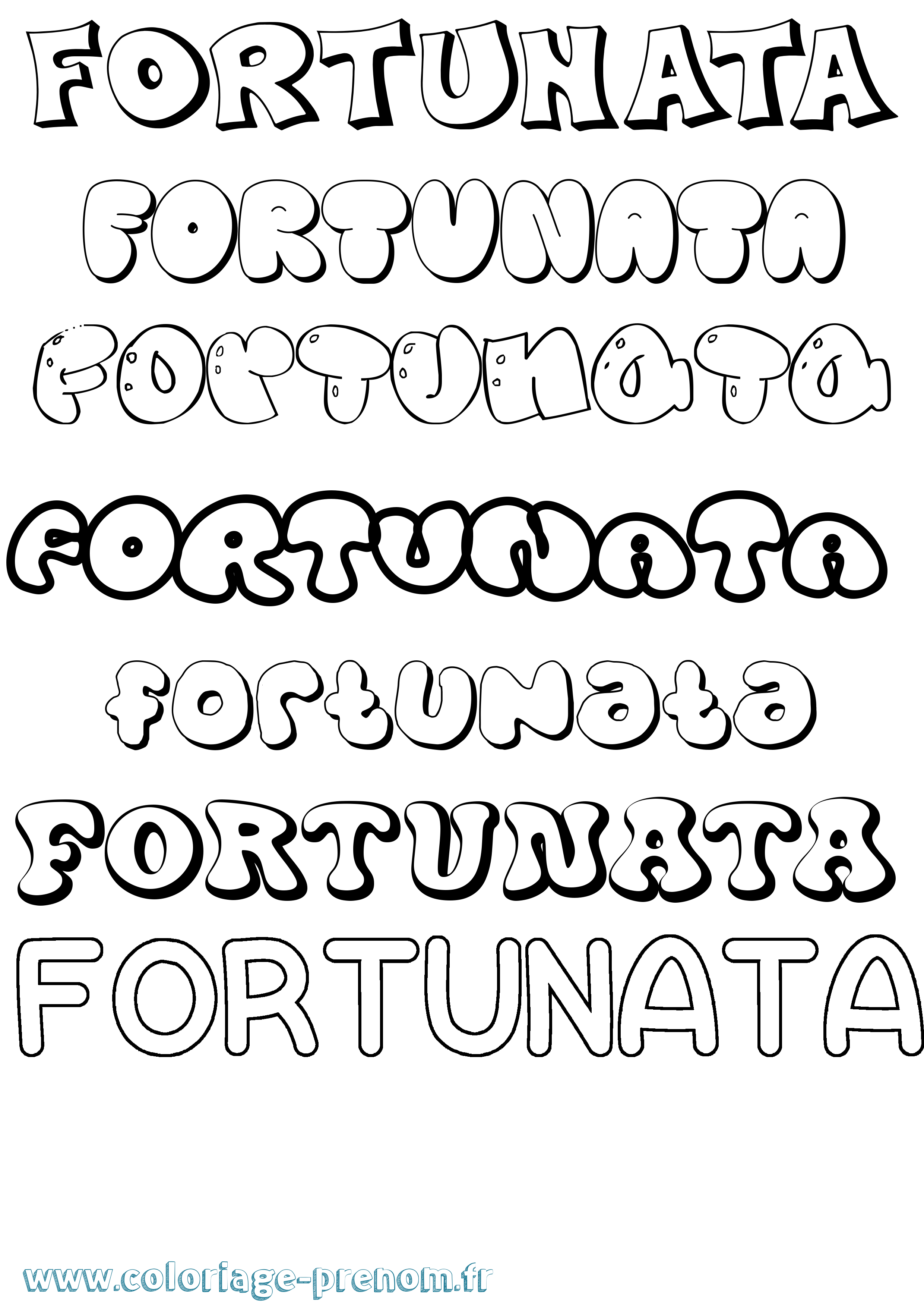 Coloriage prénom Fortunata Bubble