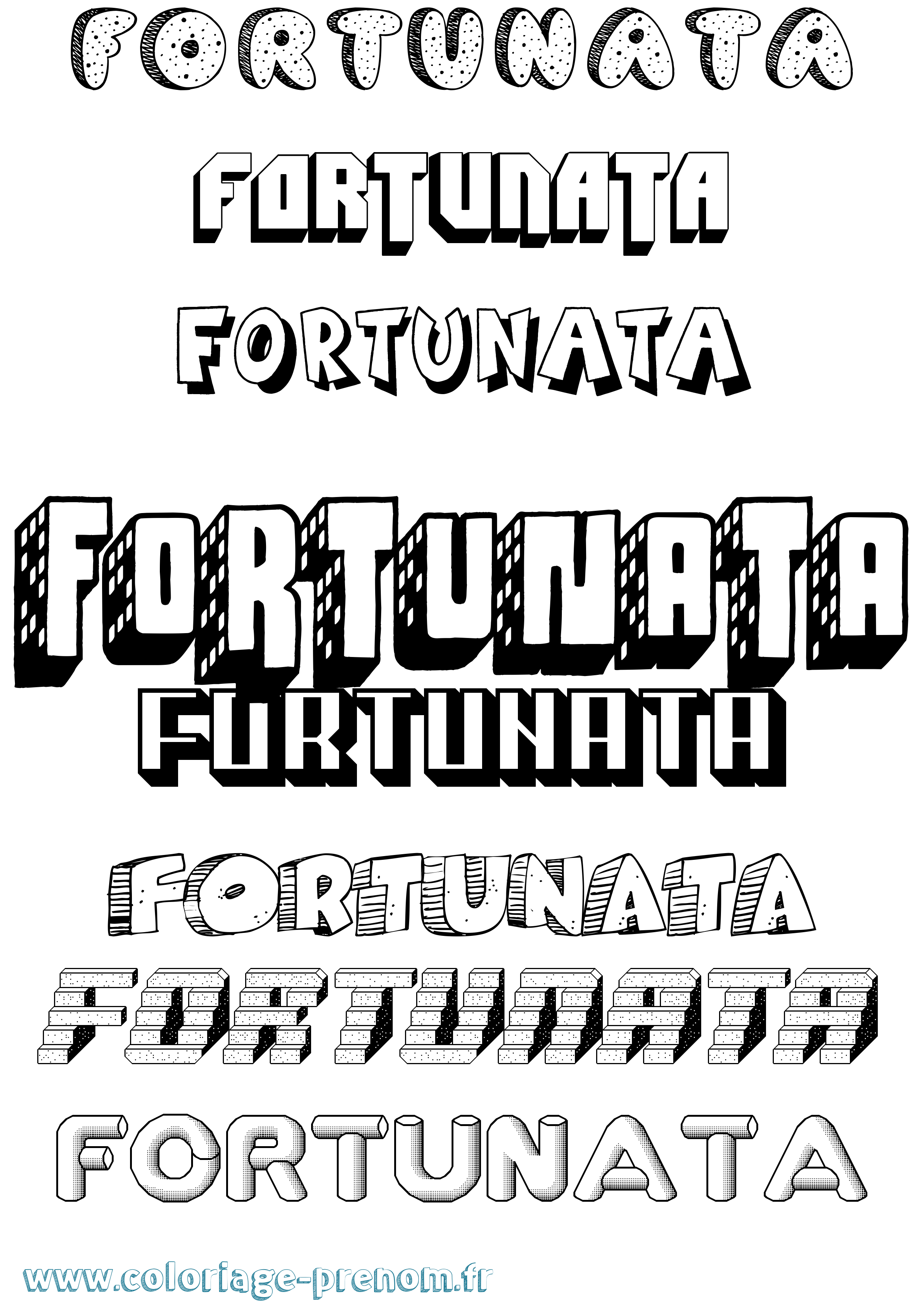 Coloriage prénom Fortunata Effet 3D