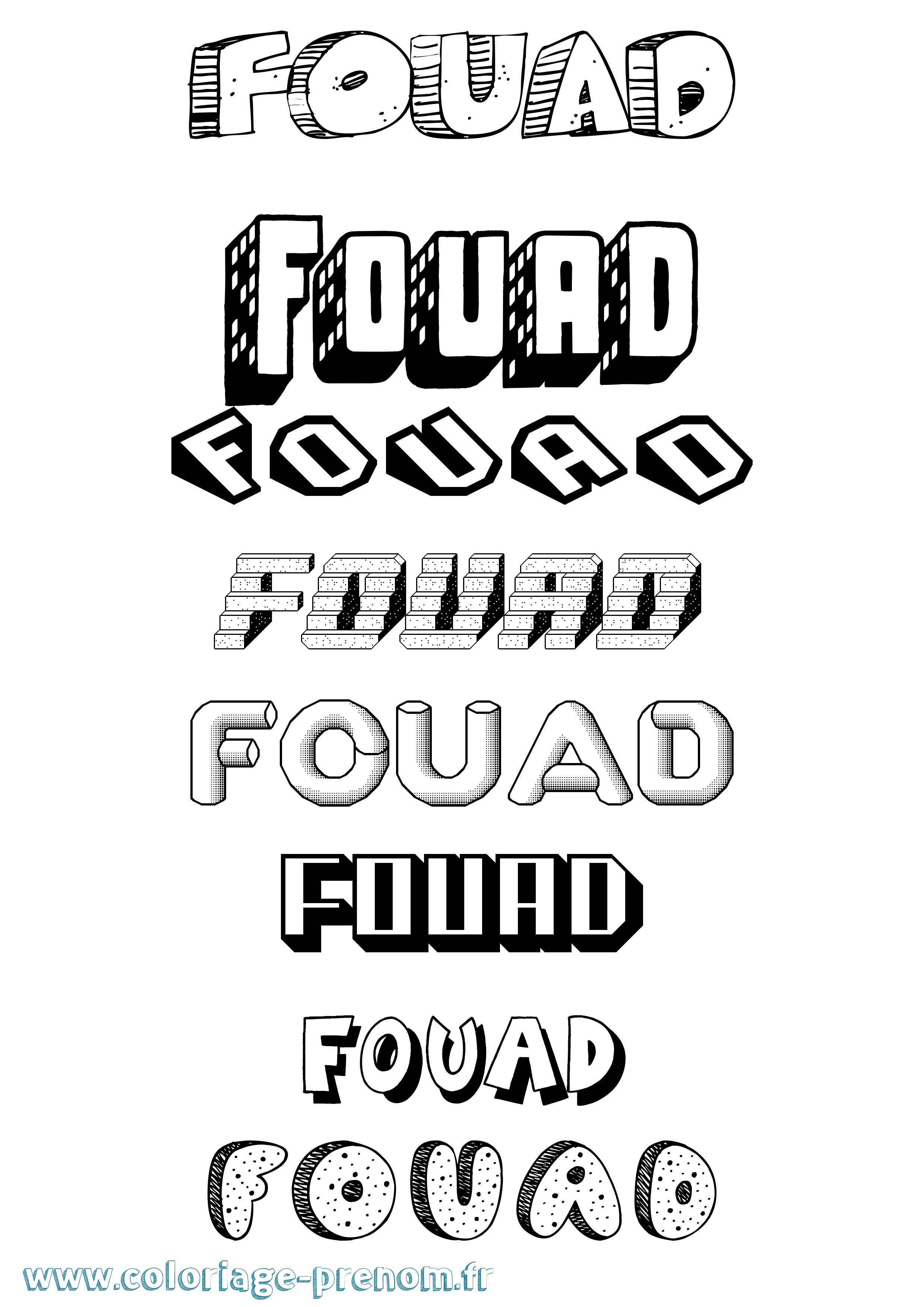 Coloriage prénom Fouad Effet 3D
