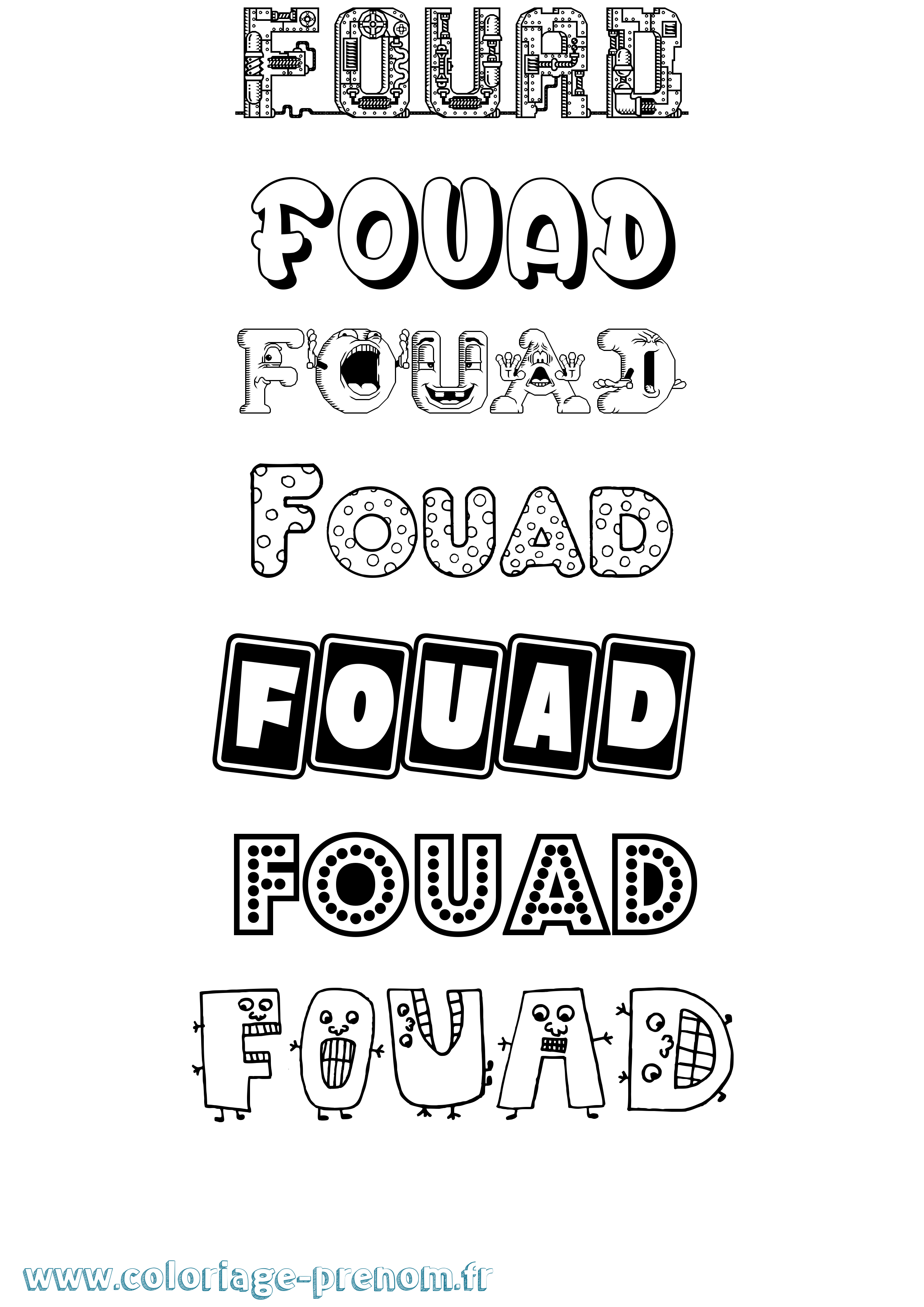 Coloriage prénom Fouad Fun