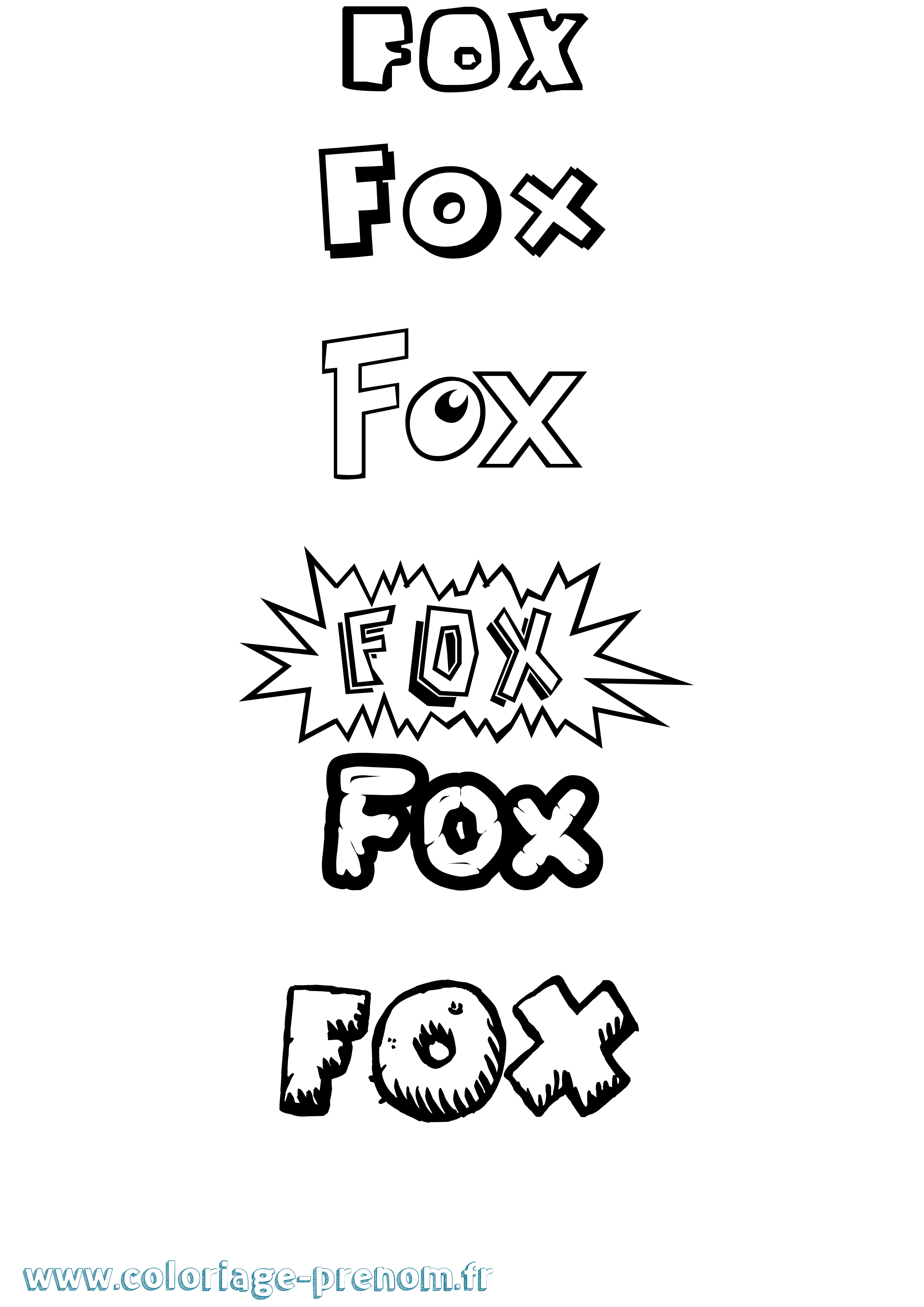 Coloriage Fox Dessin Animé Coloriage prénom Fox Dessin Animé