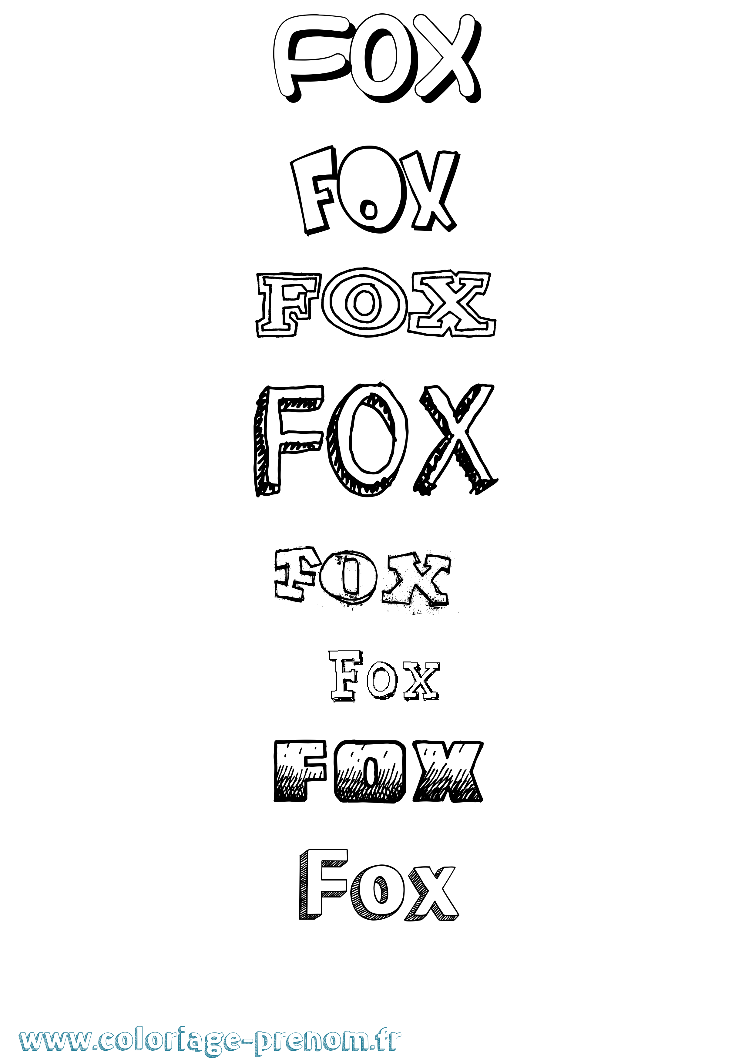 Coloriage Fox Dessiné Coloriage prénom Fox Dessiné