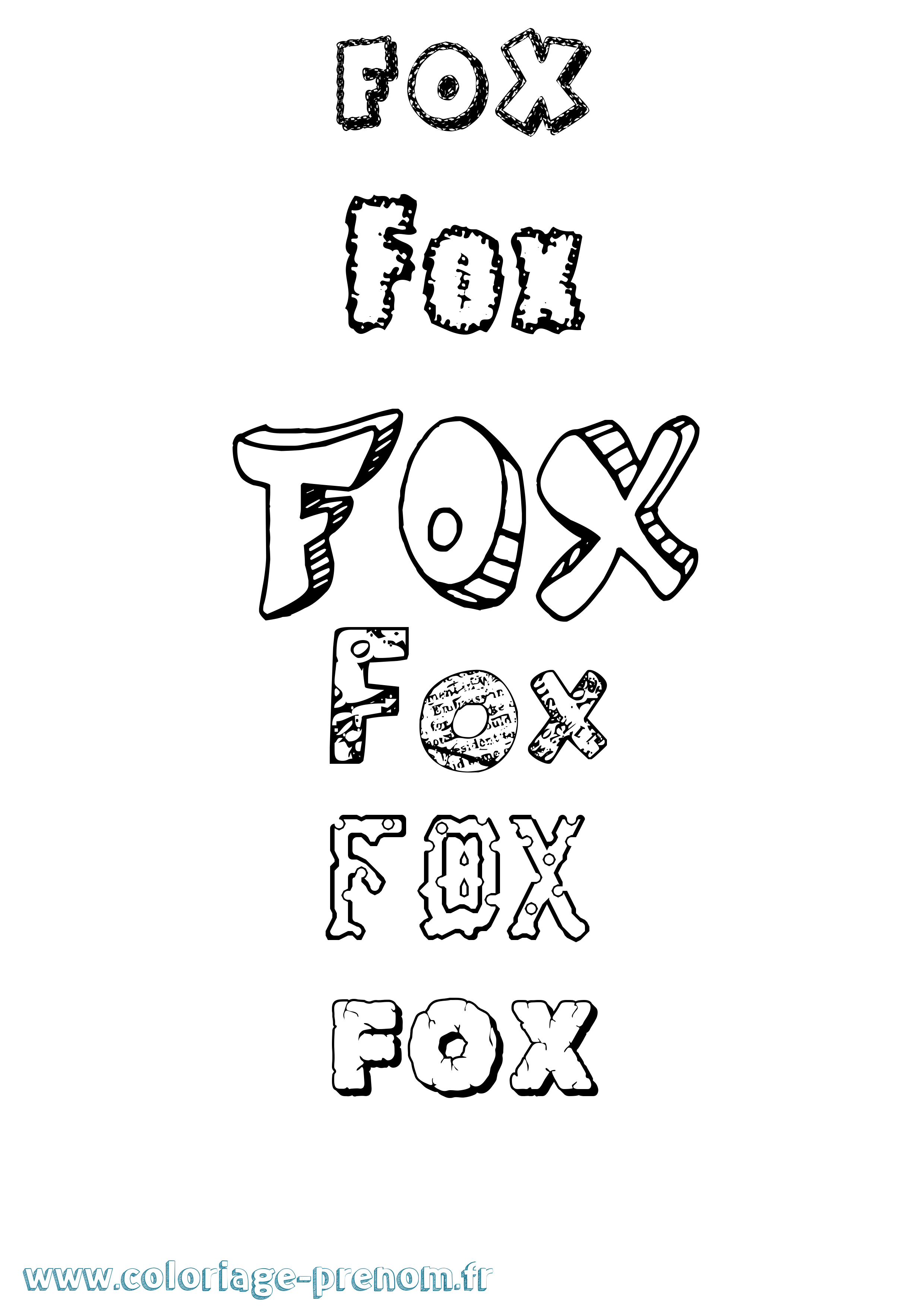 Coloriage Fox Destructuré Coloriage prénom Fox Destructuré