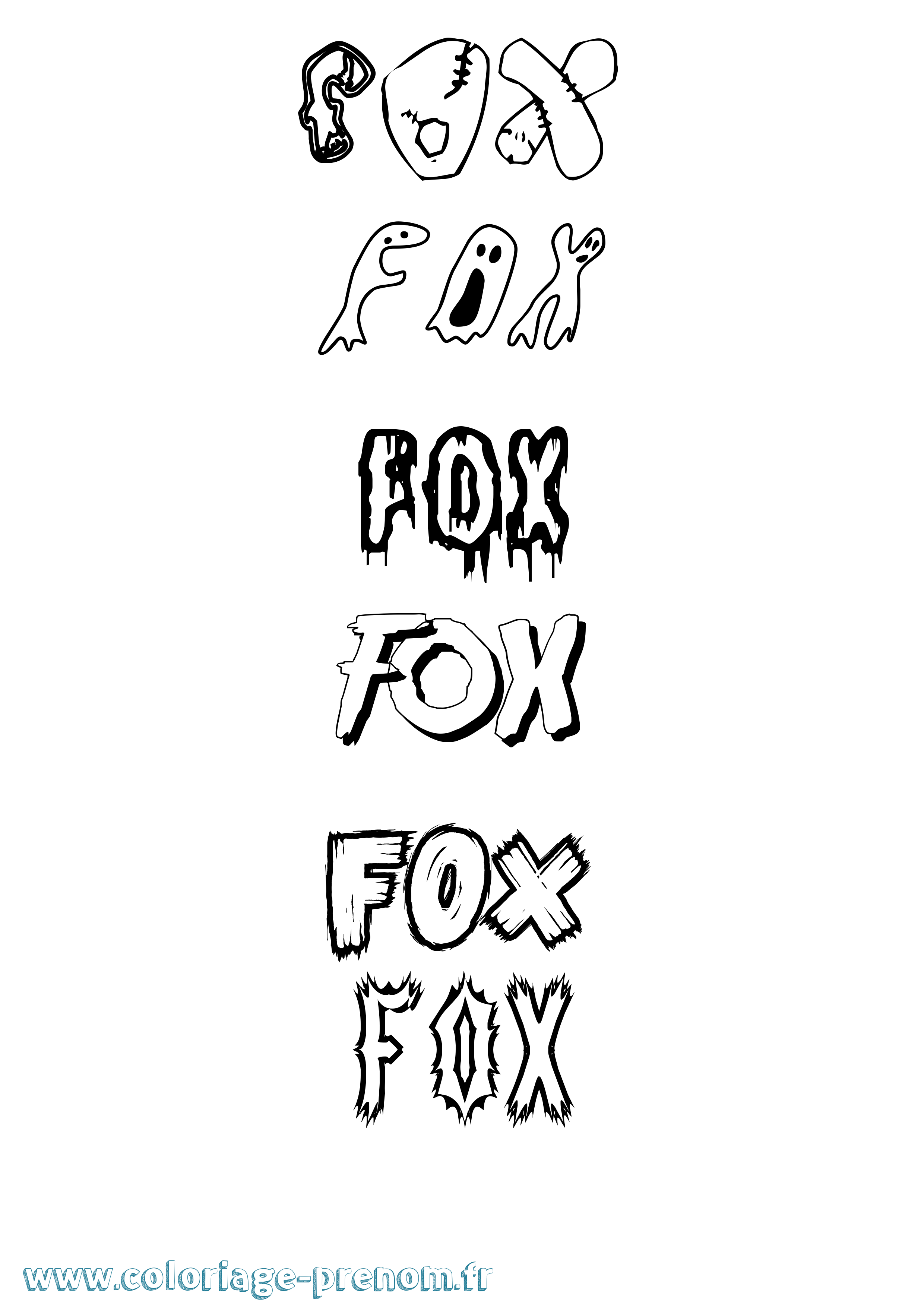 Coloriage Fox Frisson Coloriage prénom Fox Frisson