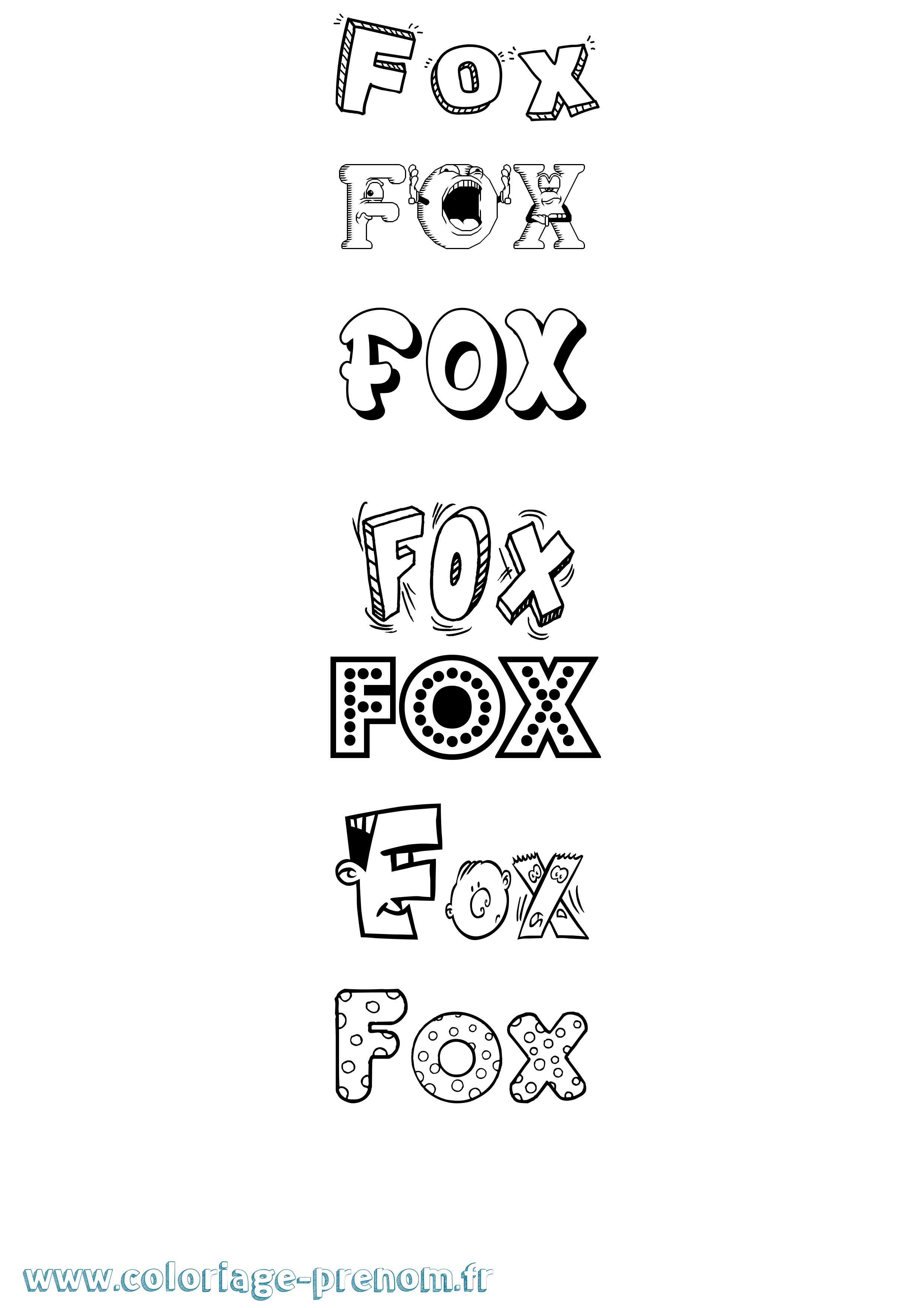 Coloriage Fox Fun Coloriage prénom Fox Fun