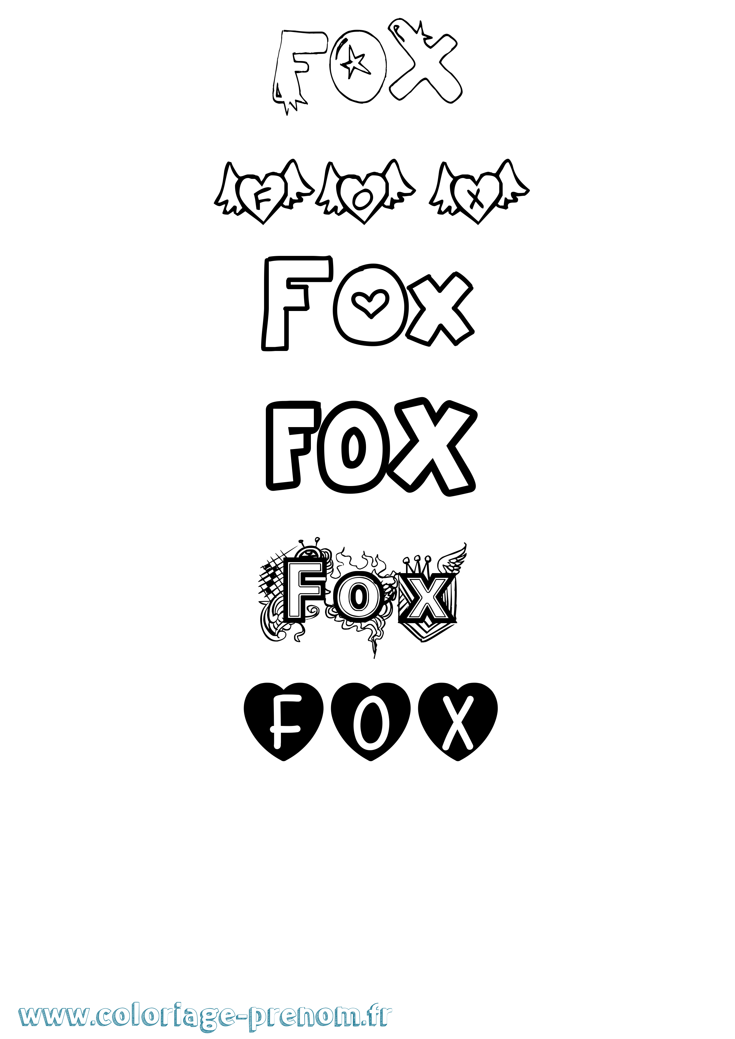 Coloriage Fox Girly Coloriage prénom Fox Girly