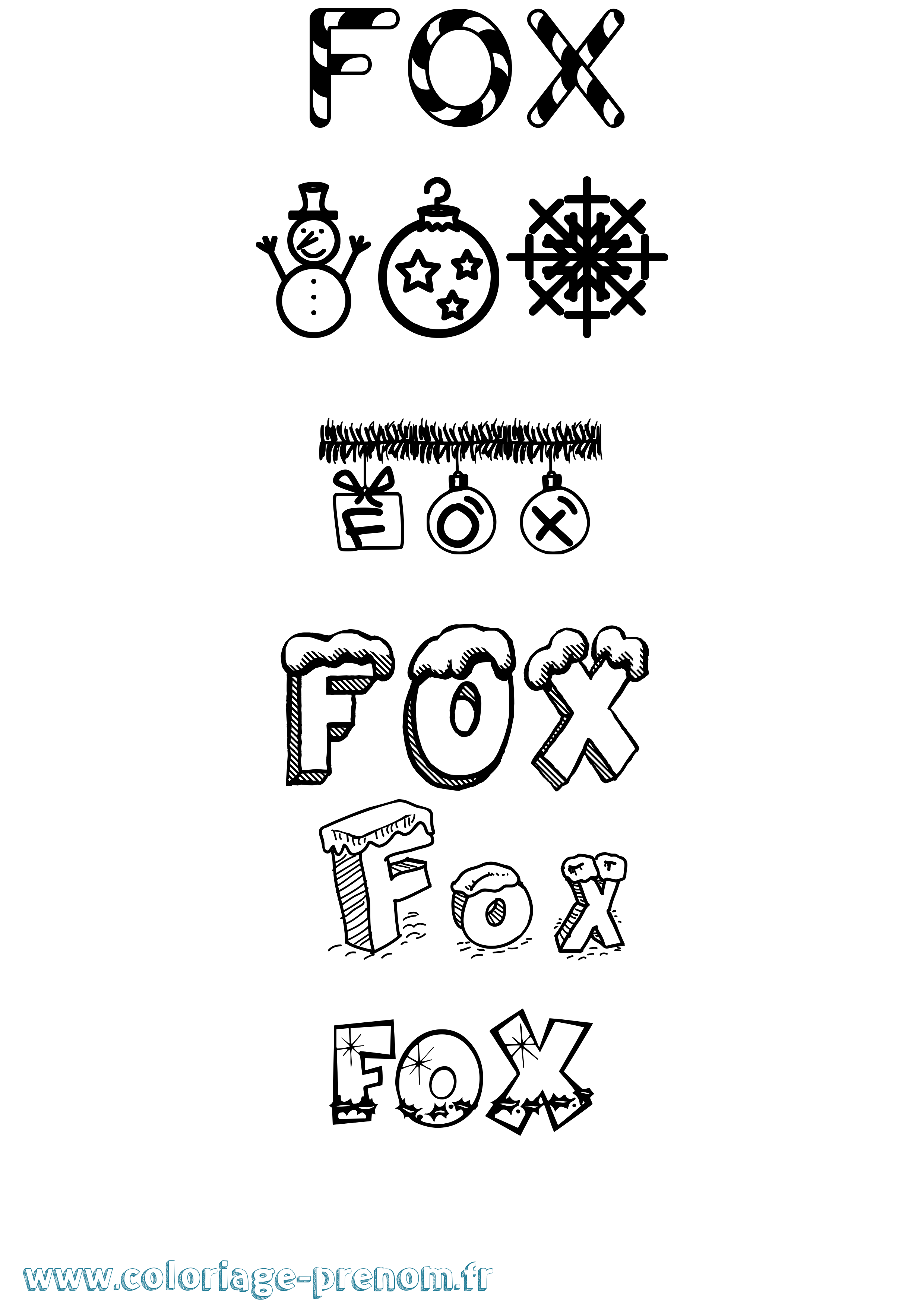 Coloriage Fox Noël Coloriage prénom Fox Noël