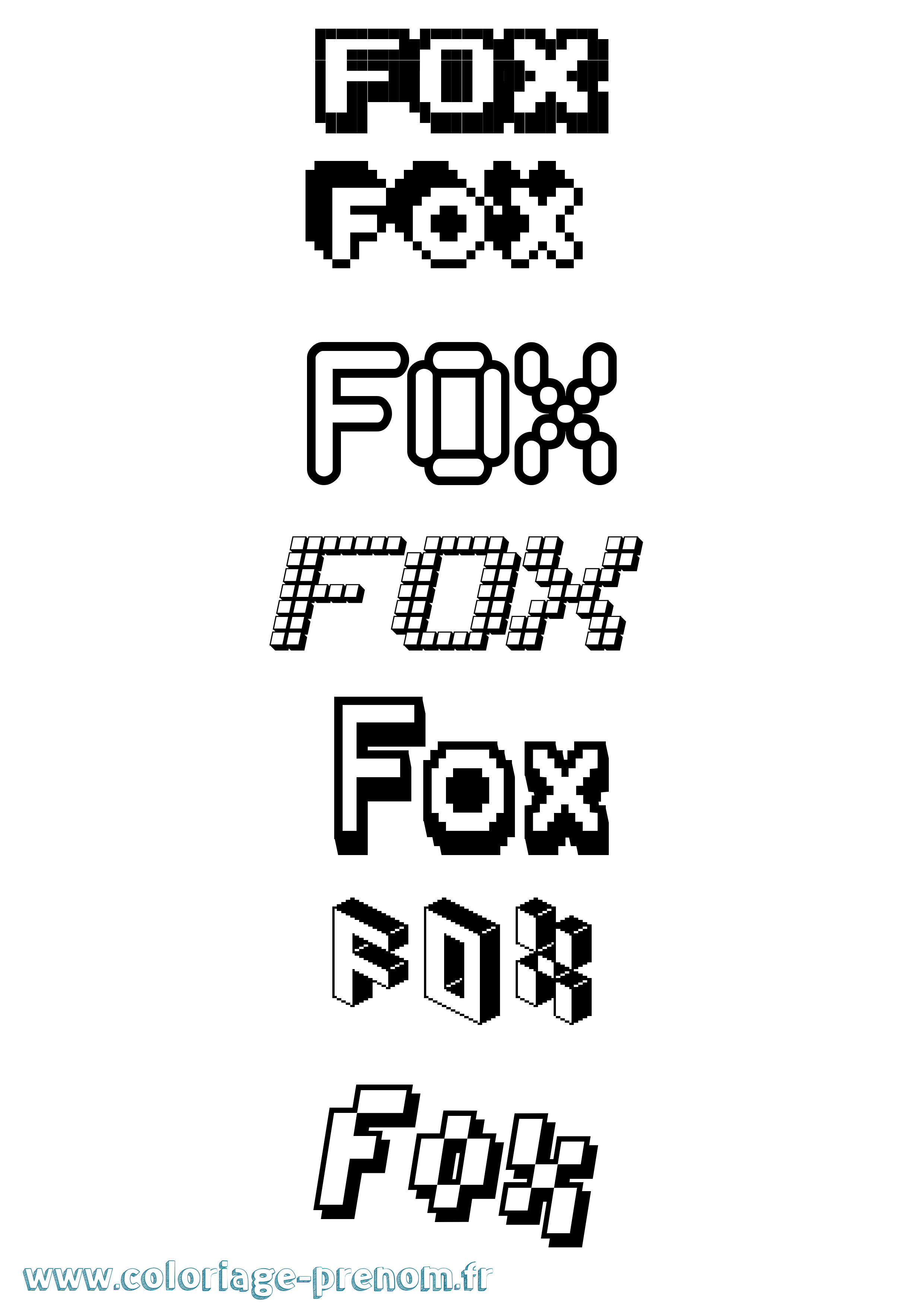 Coloriage Fox Pixel Coloriage prénom Fox Pixel