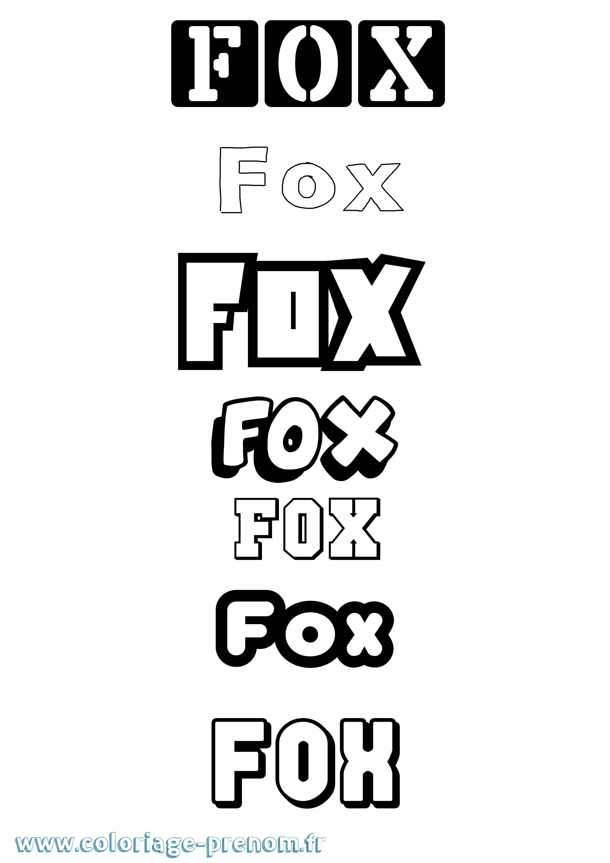 Coloriage Fox Simple Coloriage prénom Fox Simple