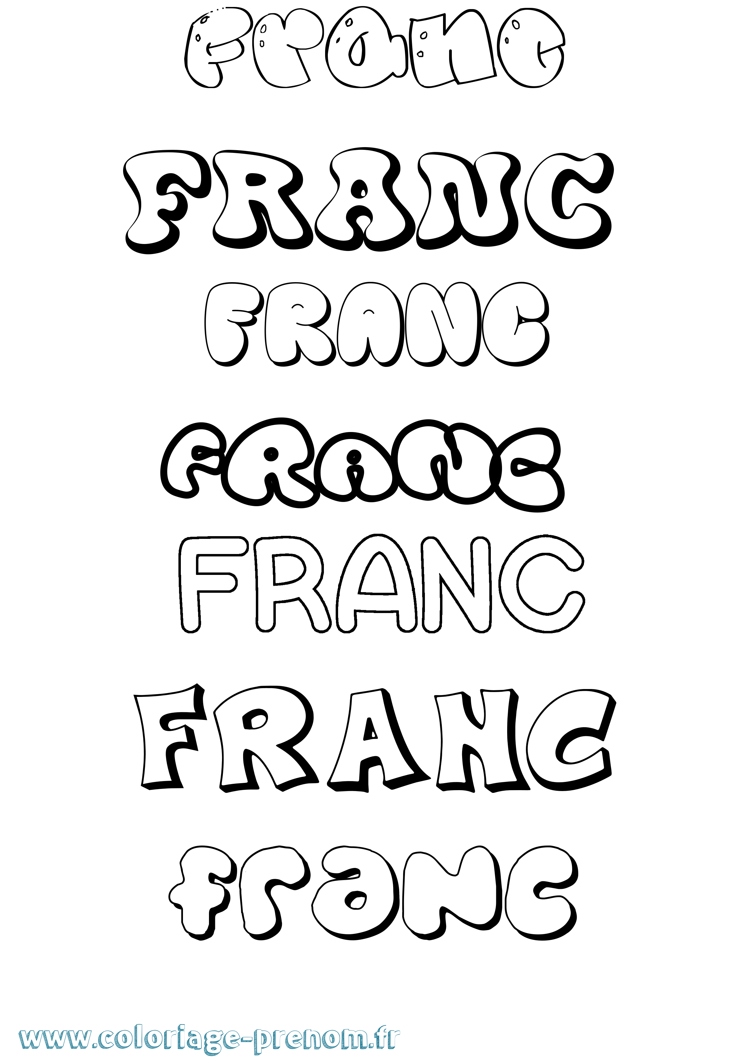Coloriage prénom Franc Bubble