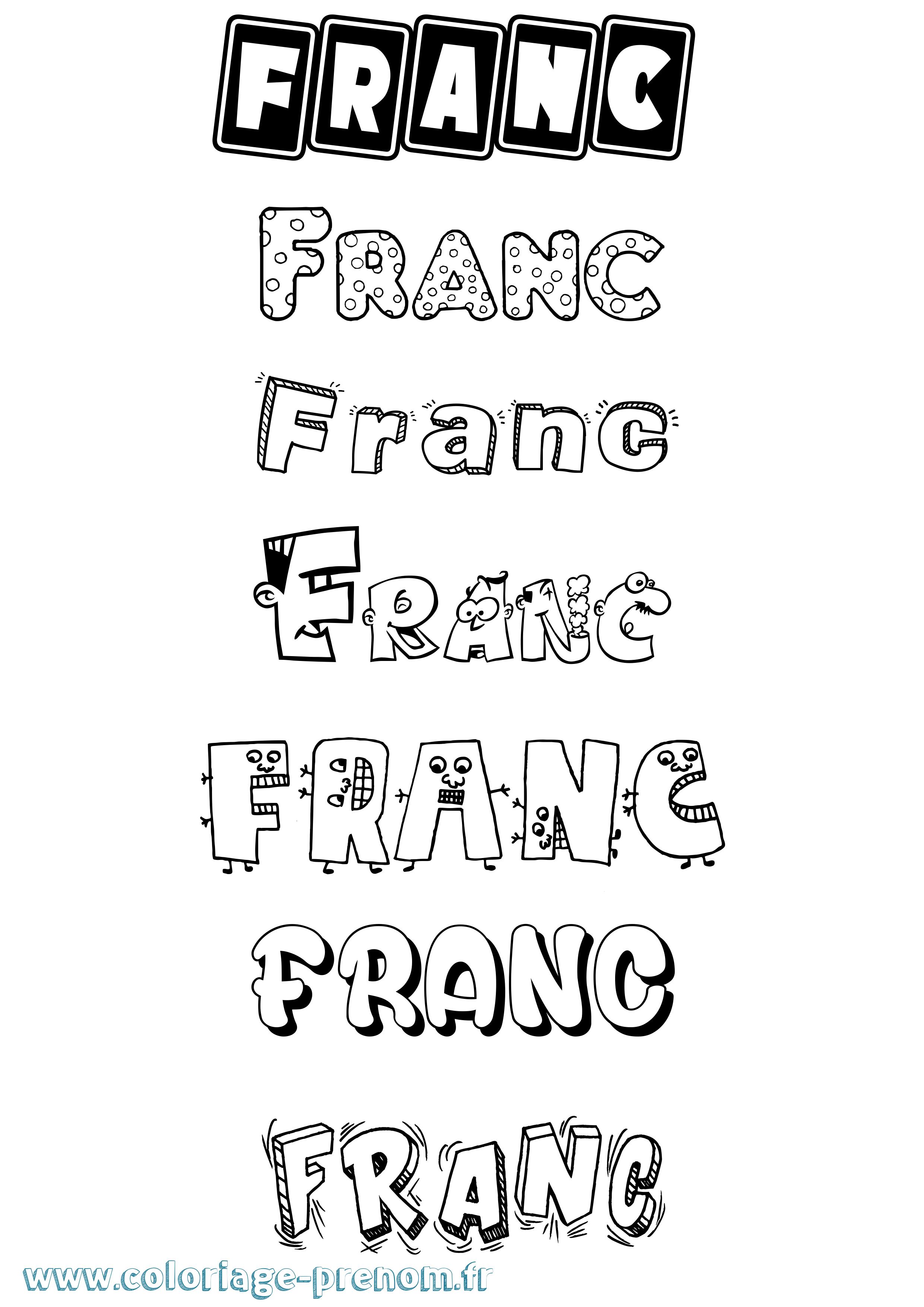 Coloriage prénom Franc Fun