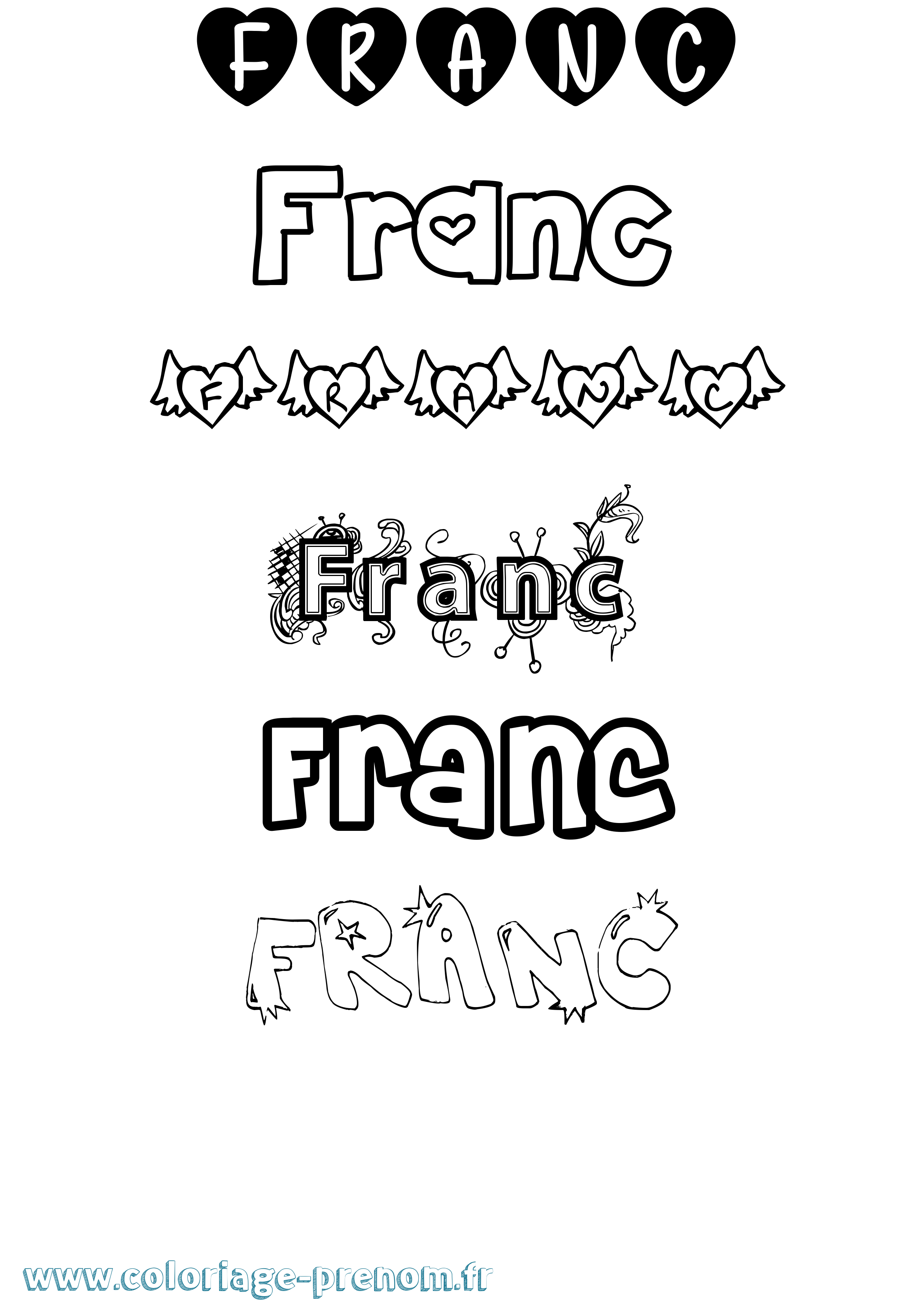 Coloriage prénom Franc Girly