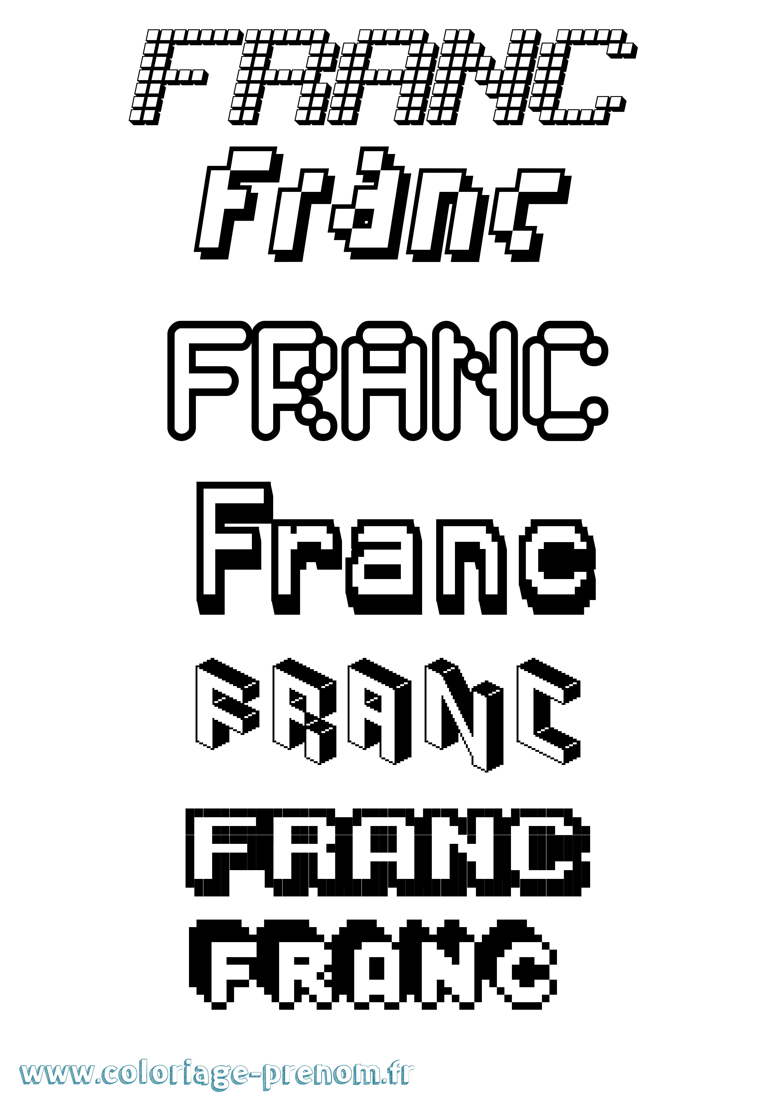 Coloriage prénom Franc Pixel