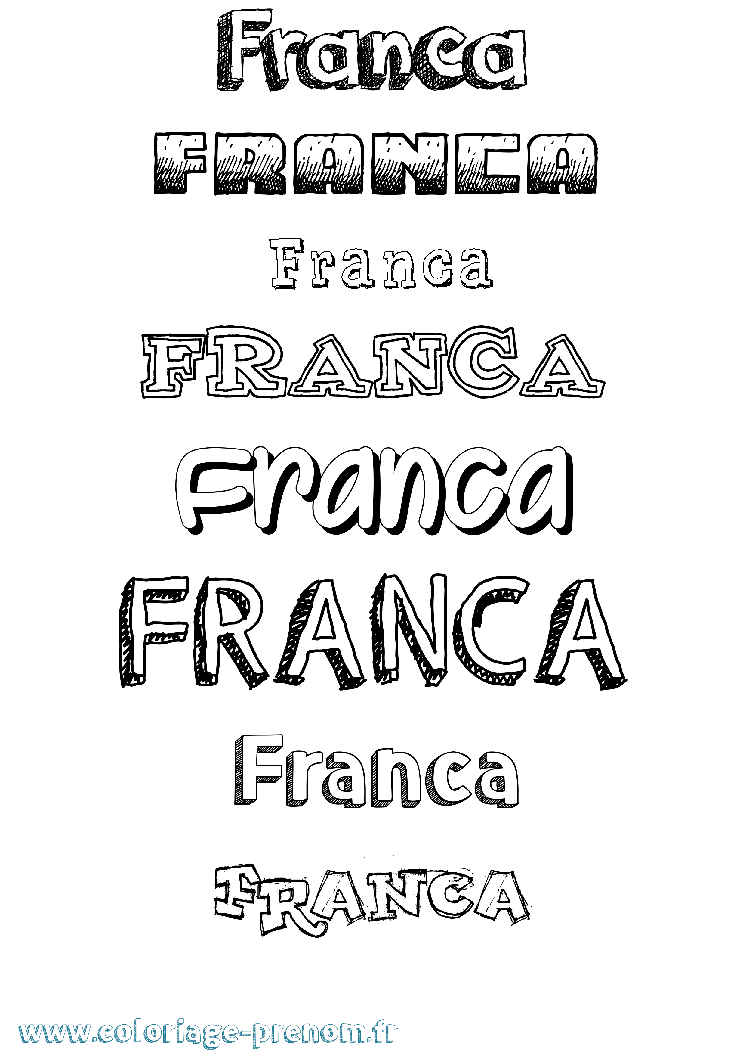 Coloriage prénom Franca Dessiné