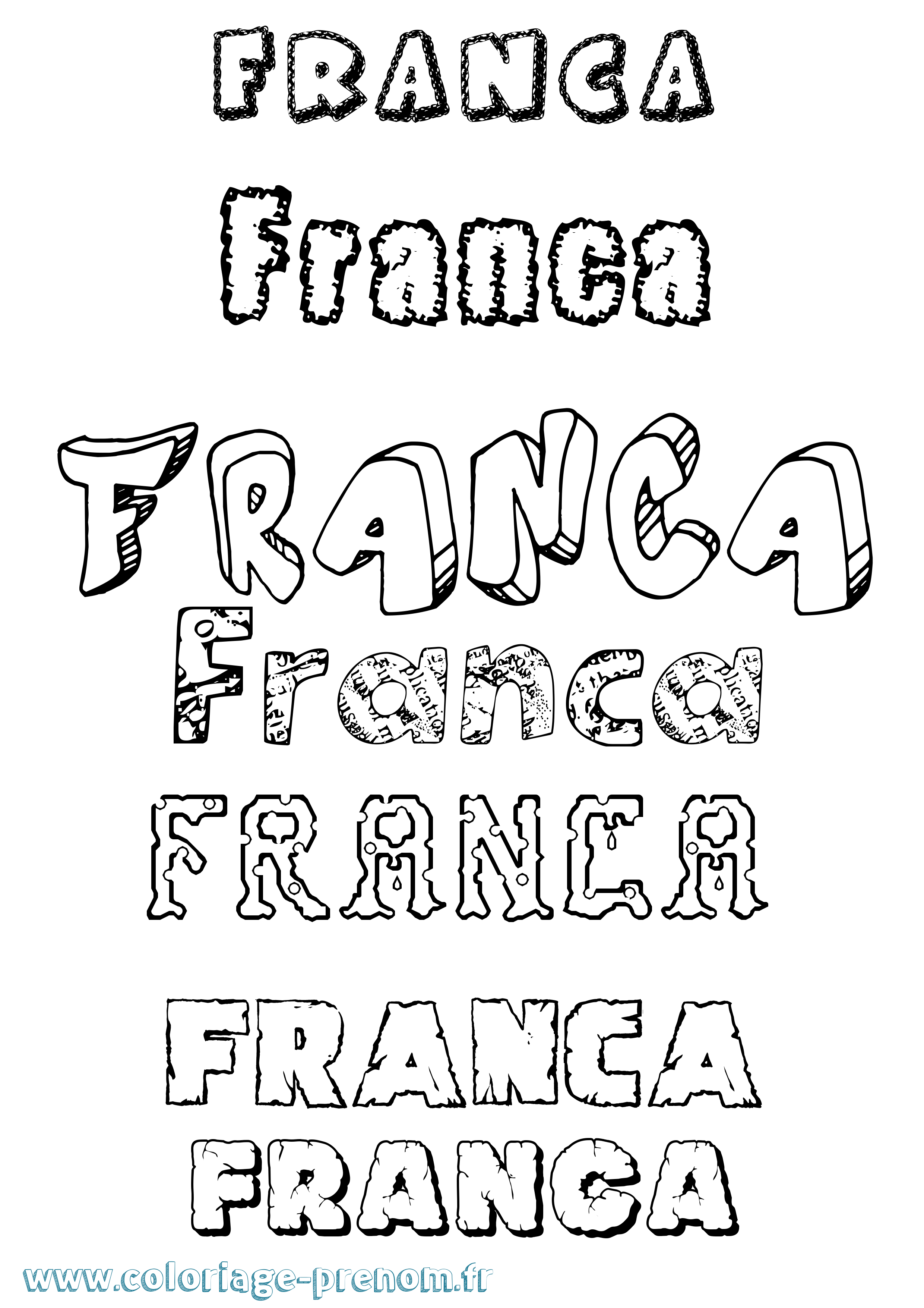 Coloriage prénom Franca Destructuré