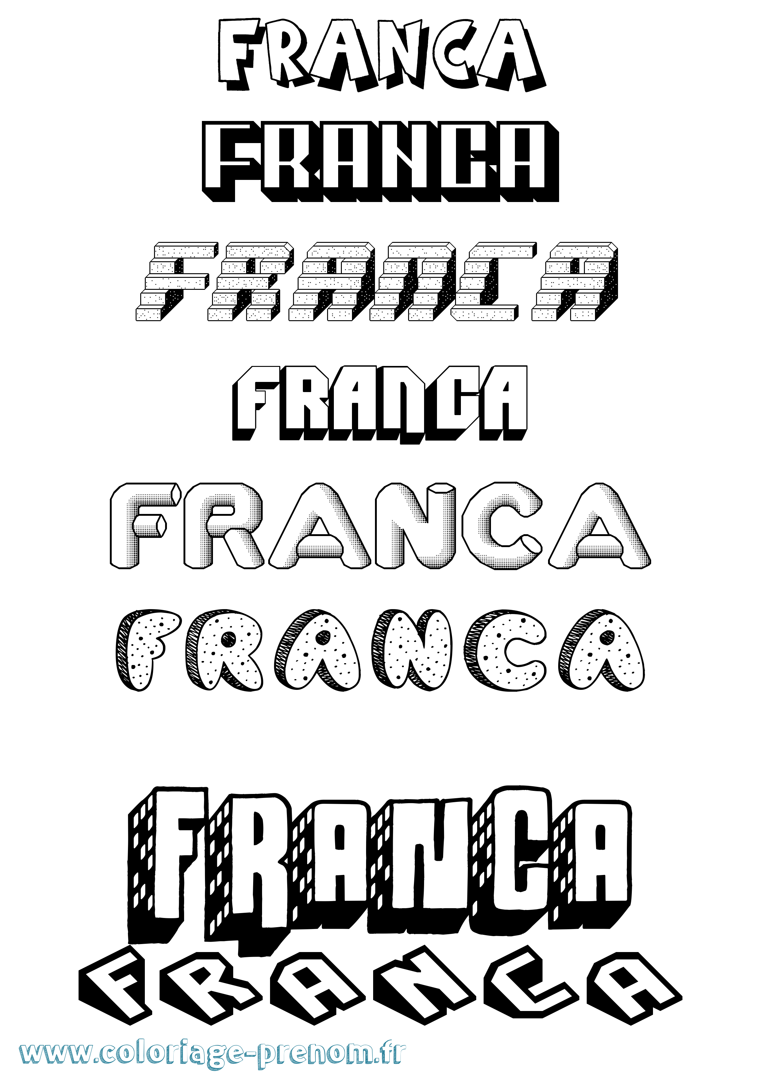 Coloriage prénom Franca Effet 3D