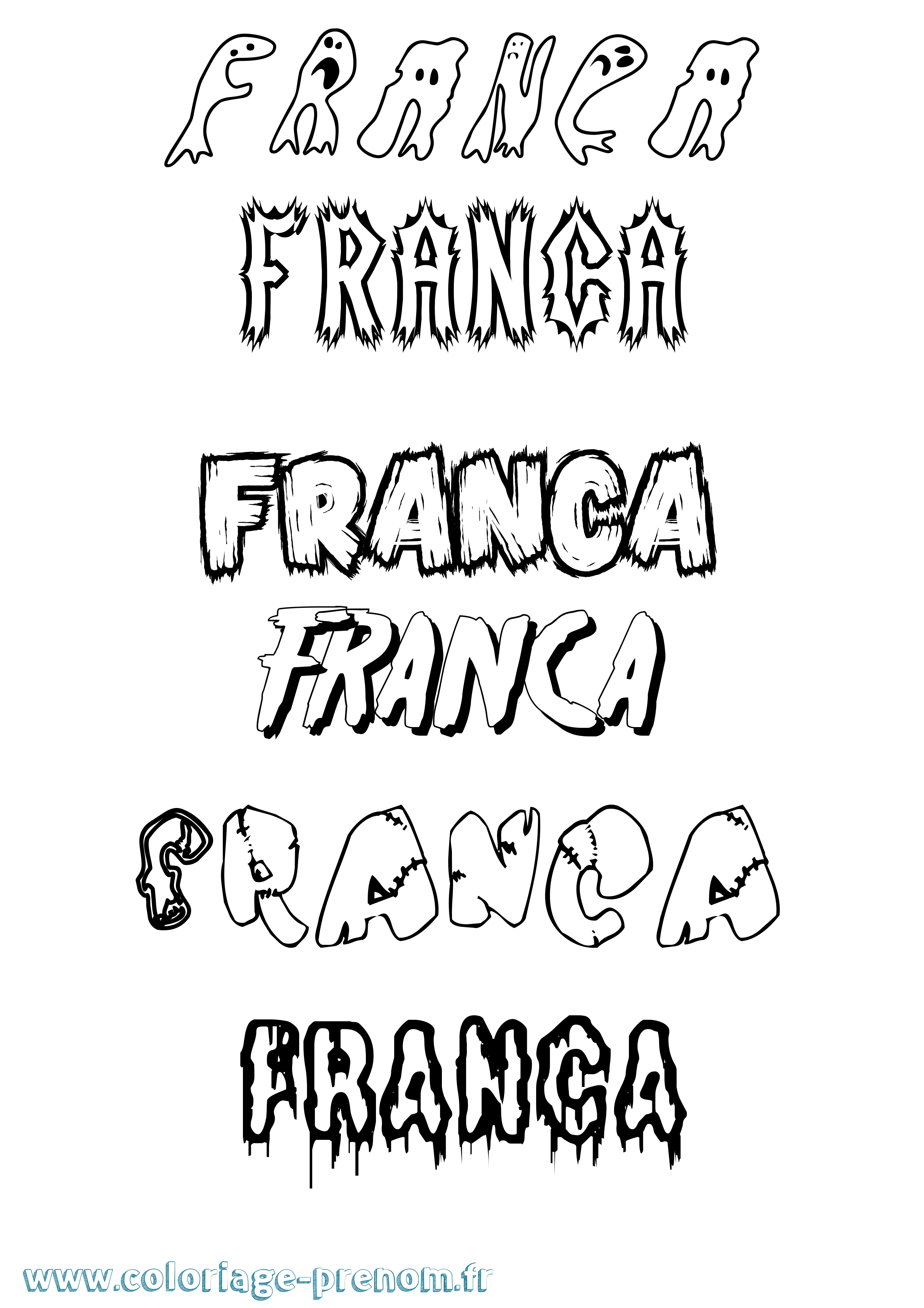 Coloriage prénom Franca Frisson