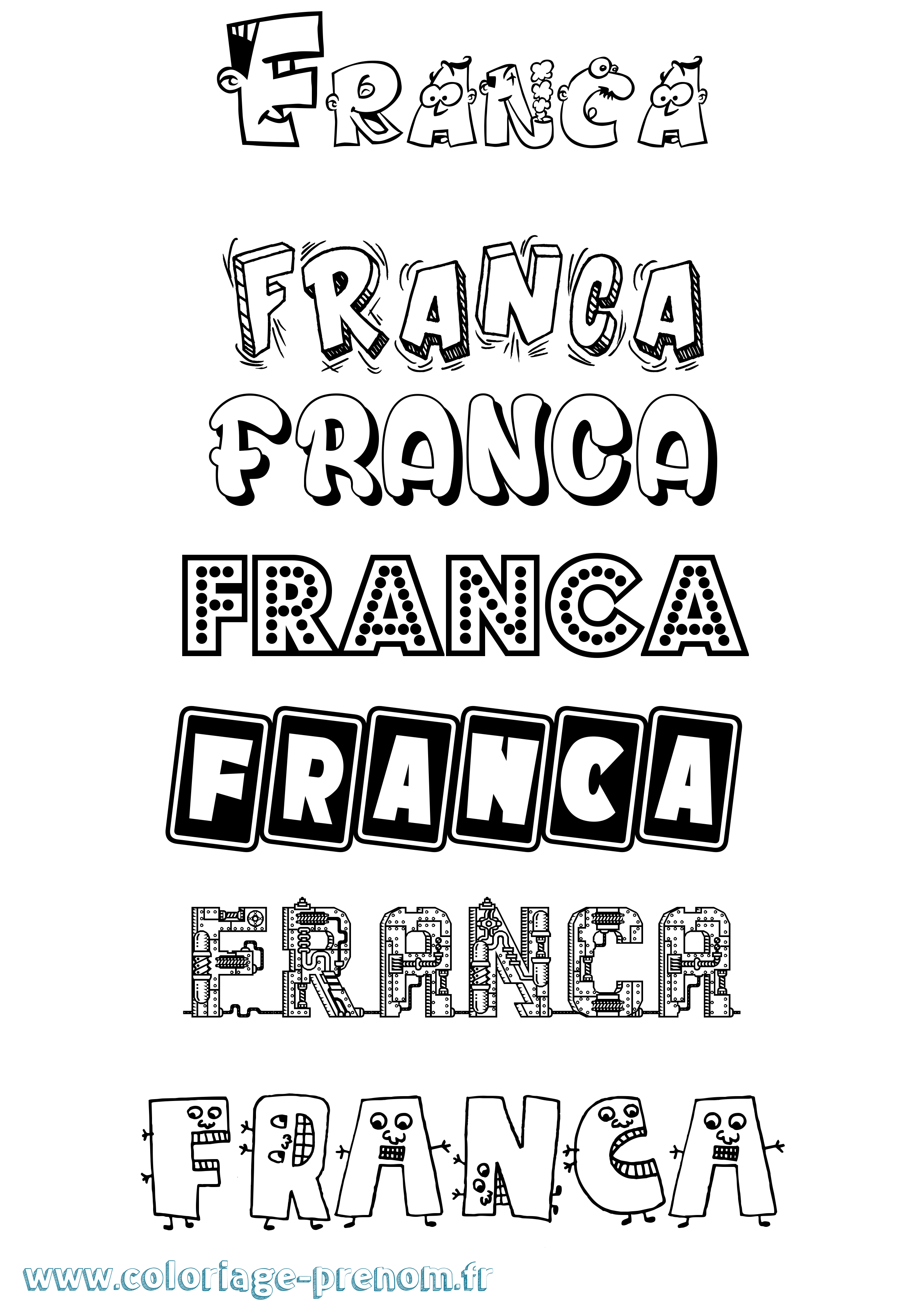 Coloriage prénom Franca Fun