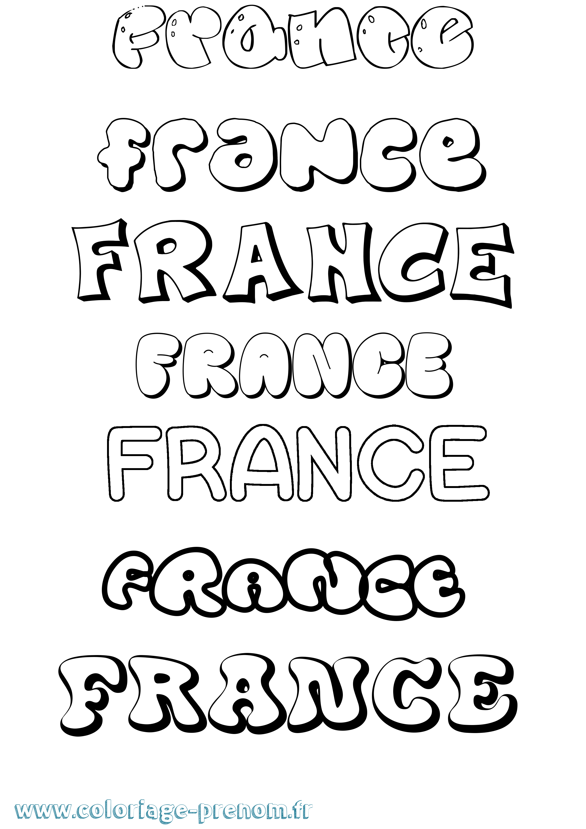 Coloriage prénom France Bubble