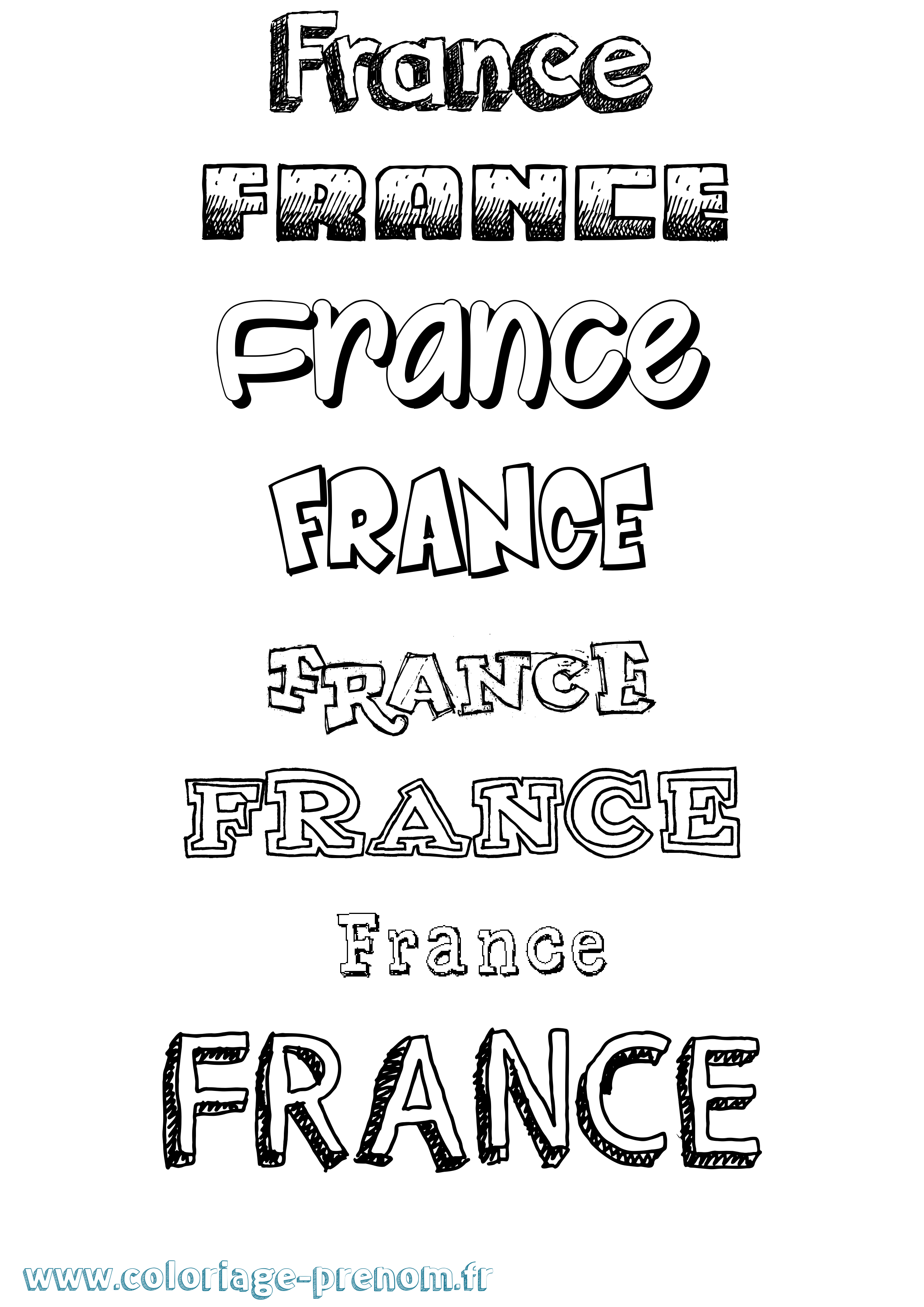 Coloriage prénom France Dessiné