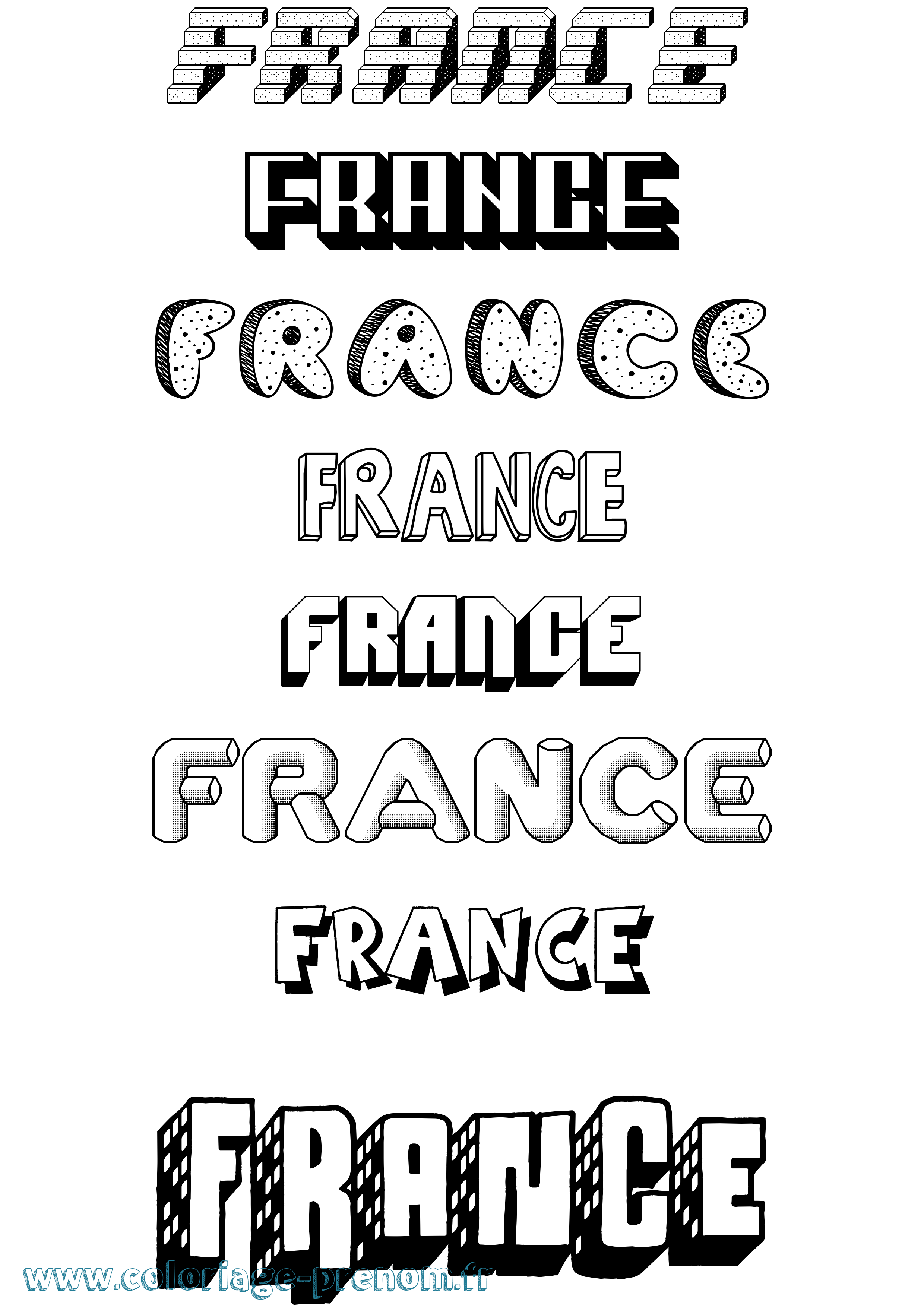 Coloriage prénom France Effet 3D