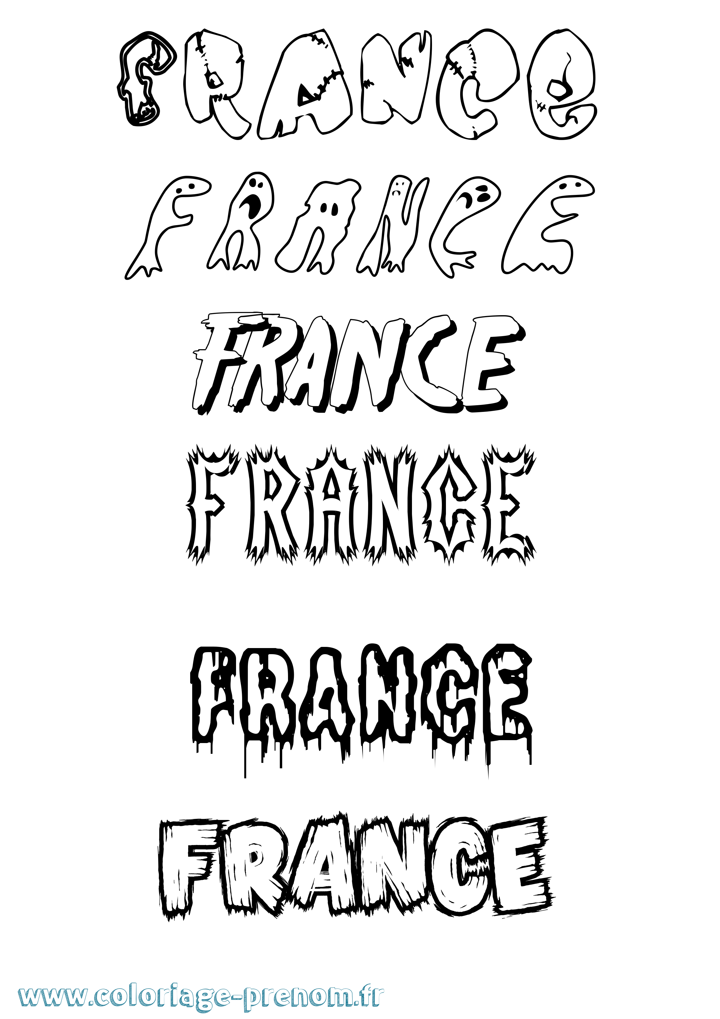 Coloriage prénom France Frisson