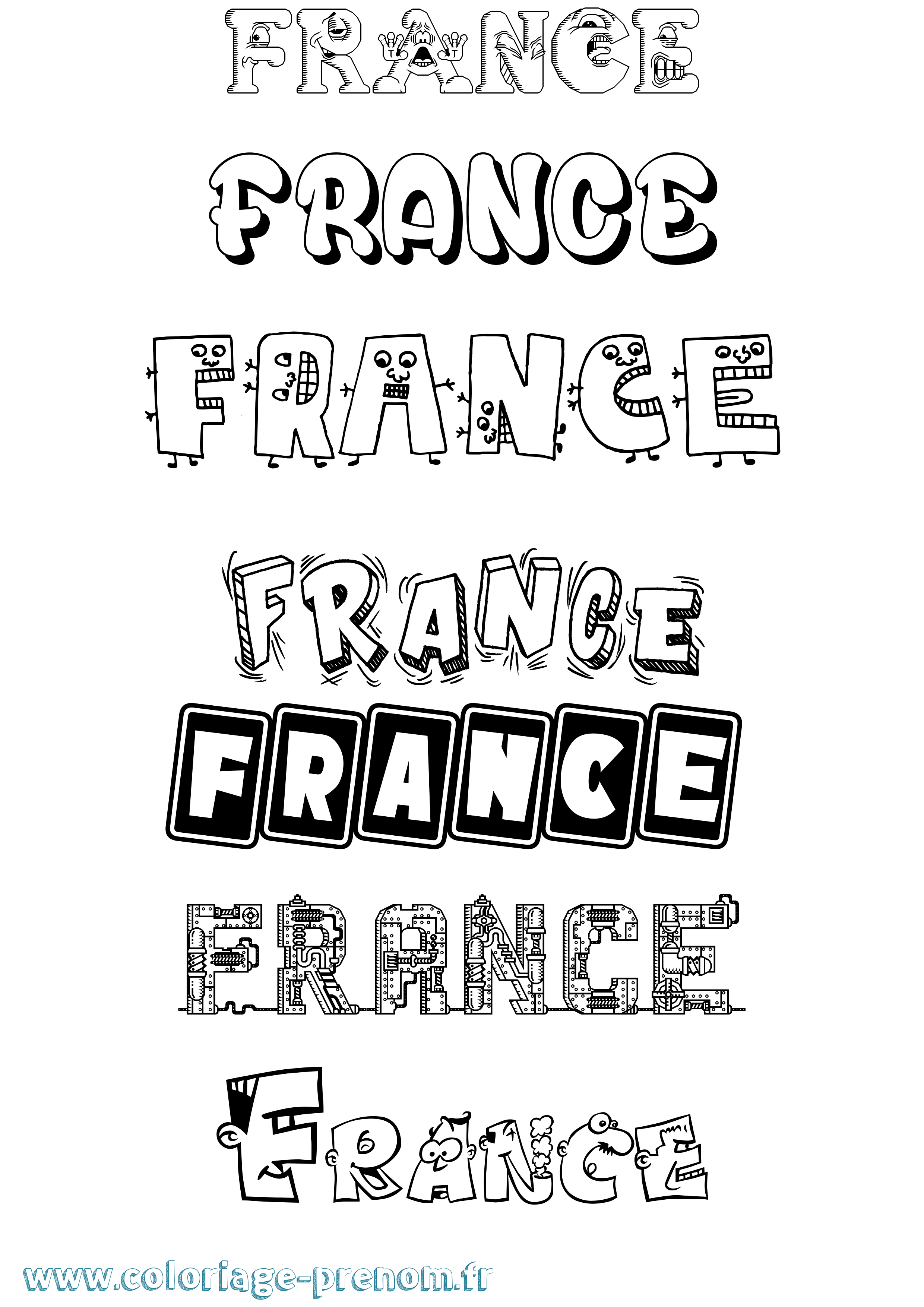 Coloriage prénom France Fun