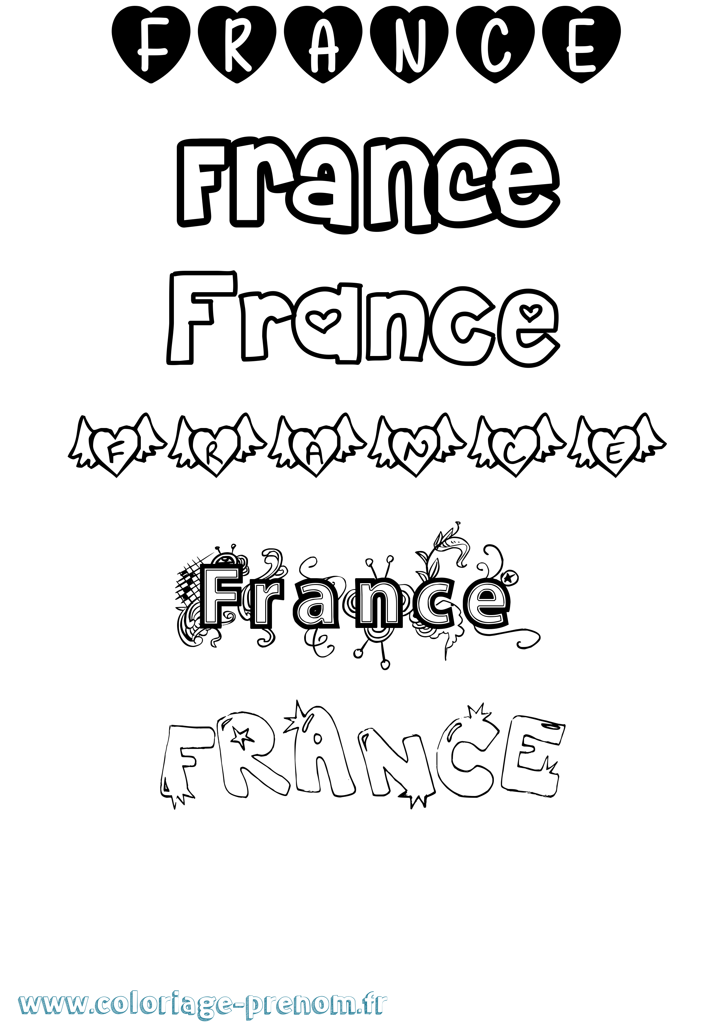Coloriage prénom France Girly