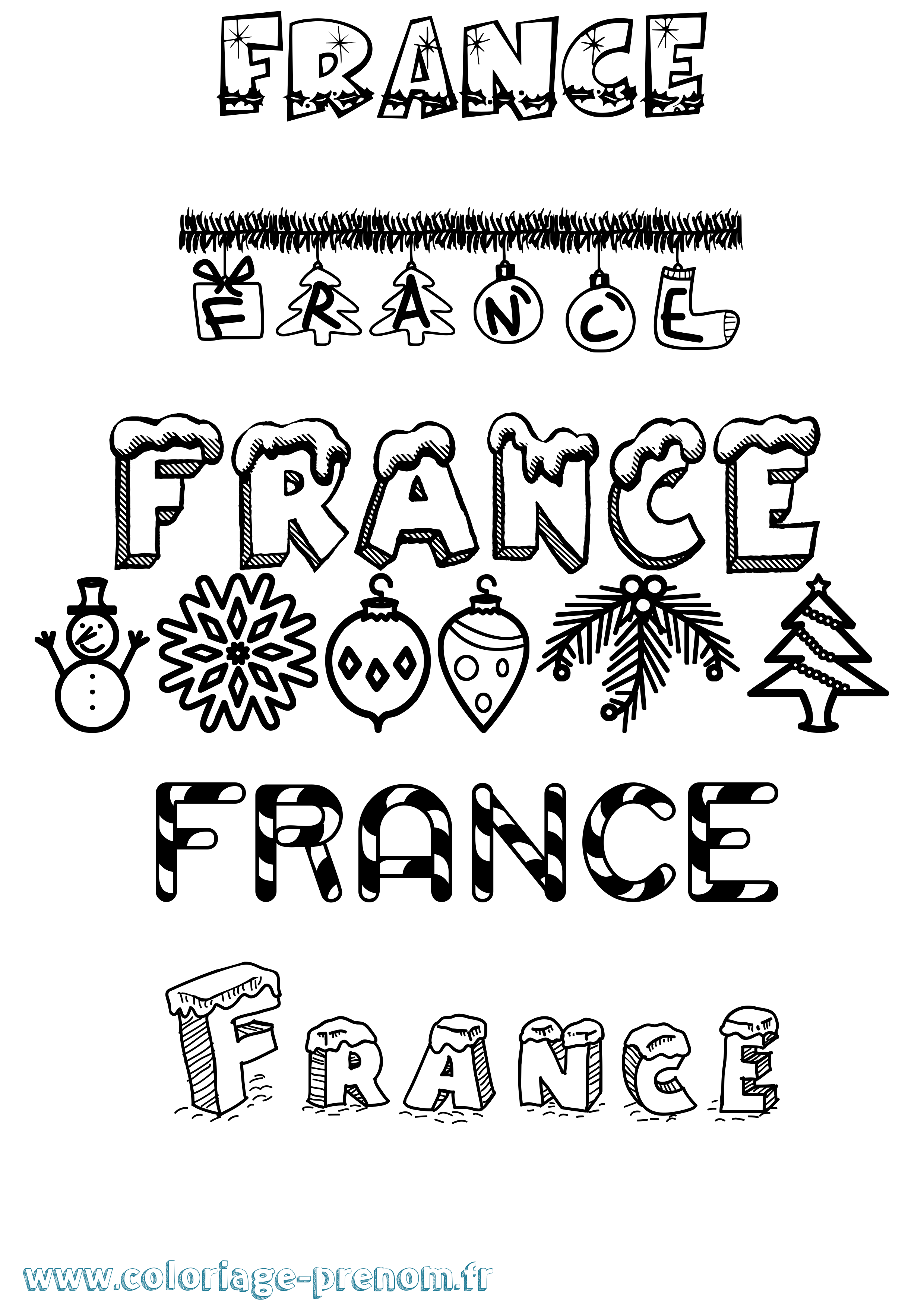 Coloriage prénom France Noël