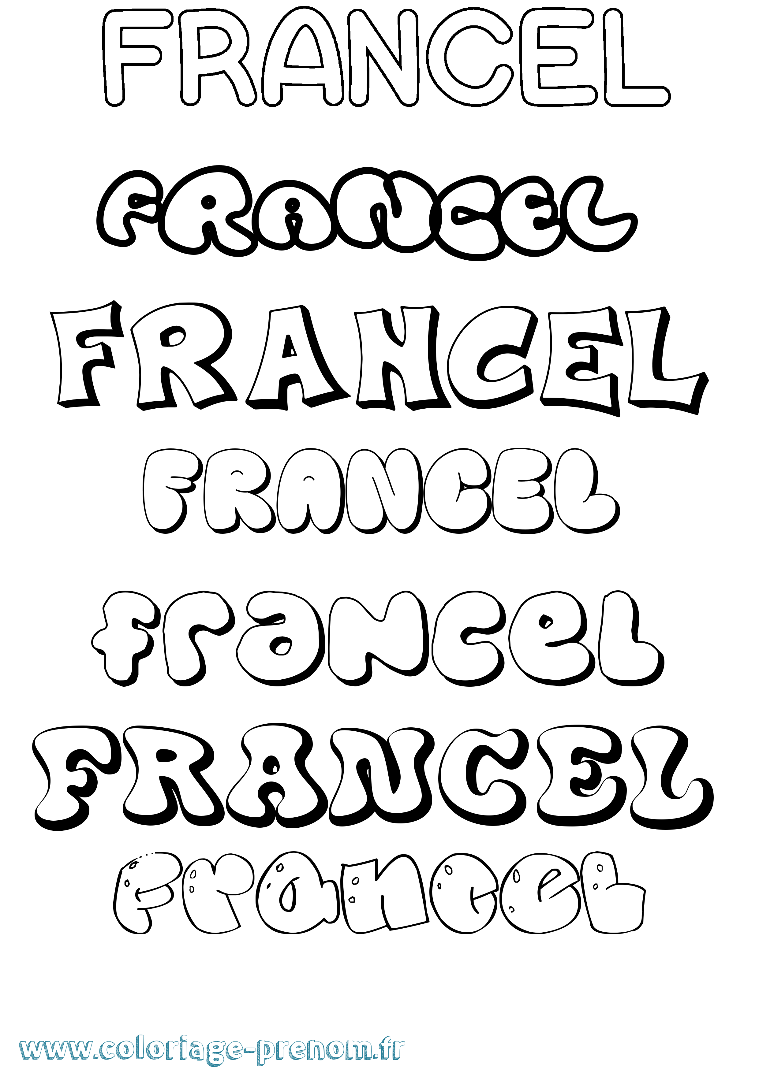 Coloriage prénom Francel Bubble