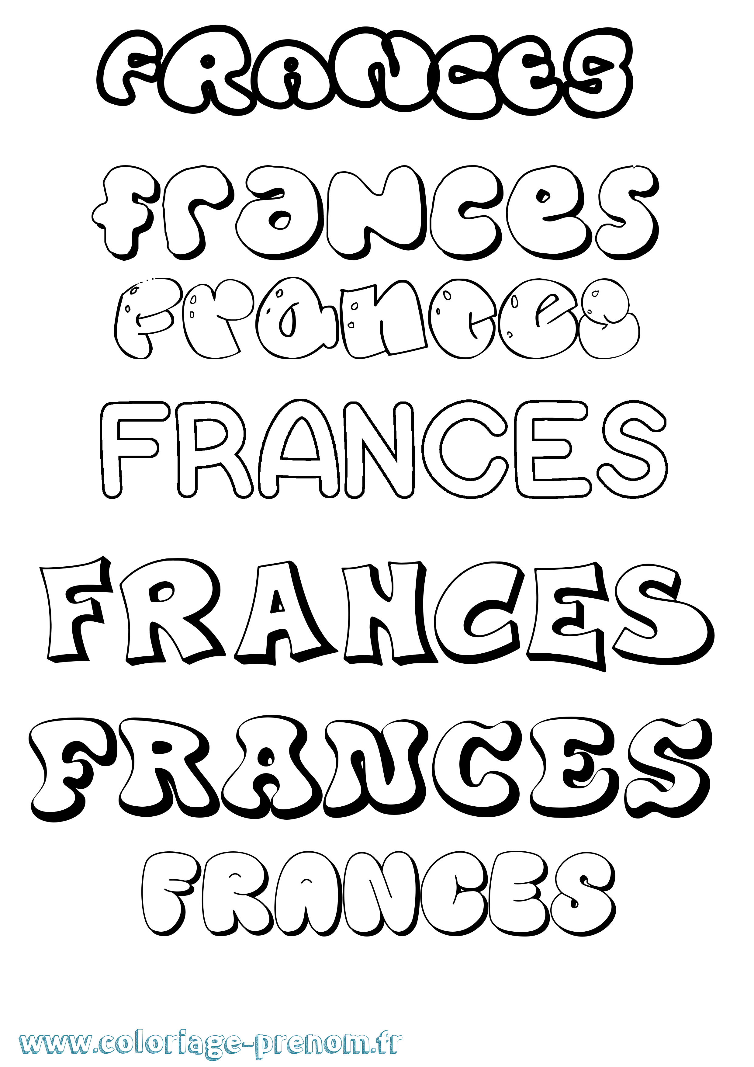 Coloriage Frances Bubble Coloriage prénom Frances Bubble
