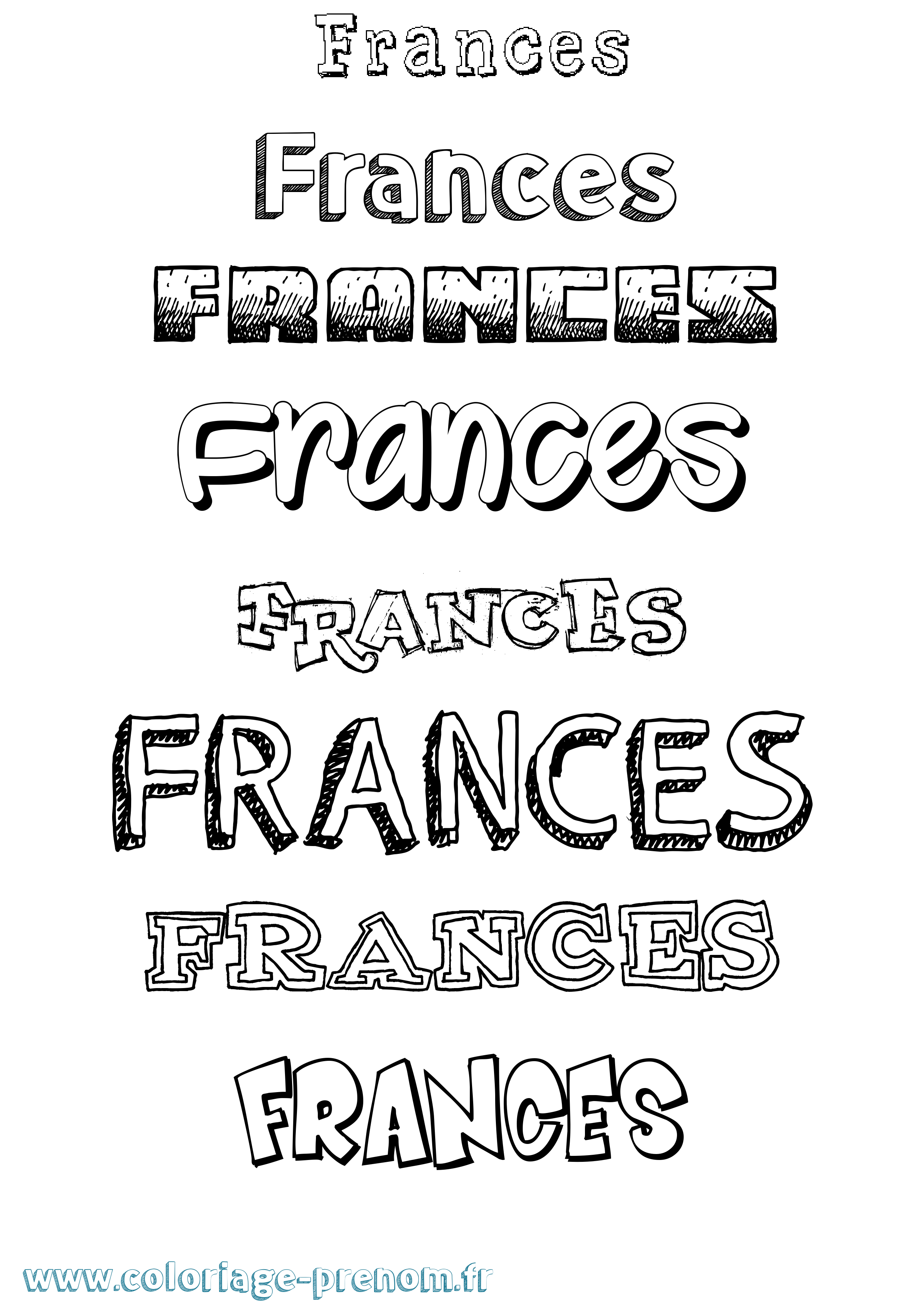 Coloriage prénom Frances Dessiné