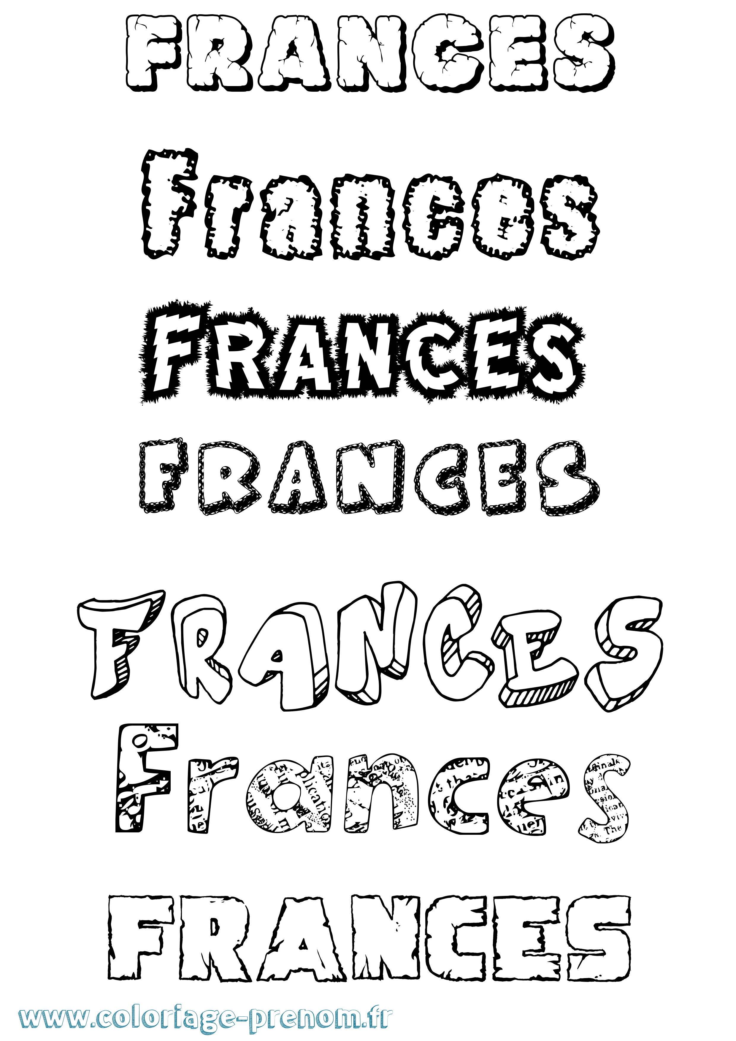 Coloriage prénom Frances Destructuré