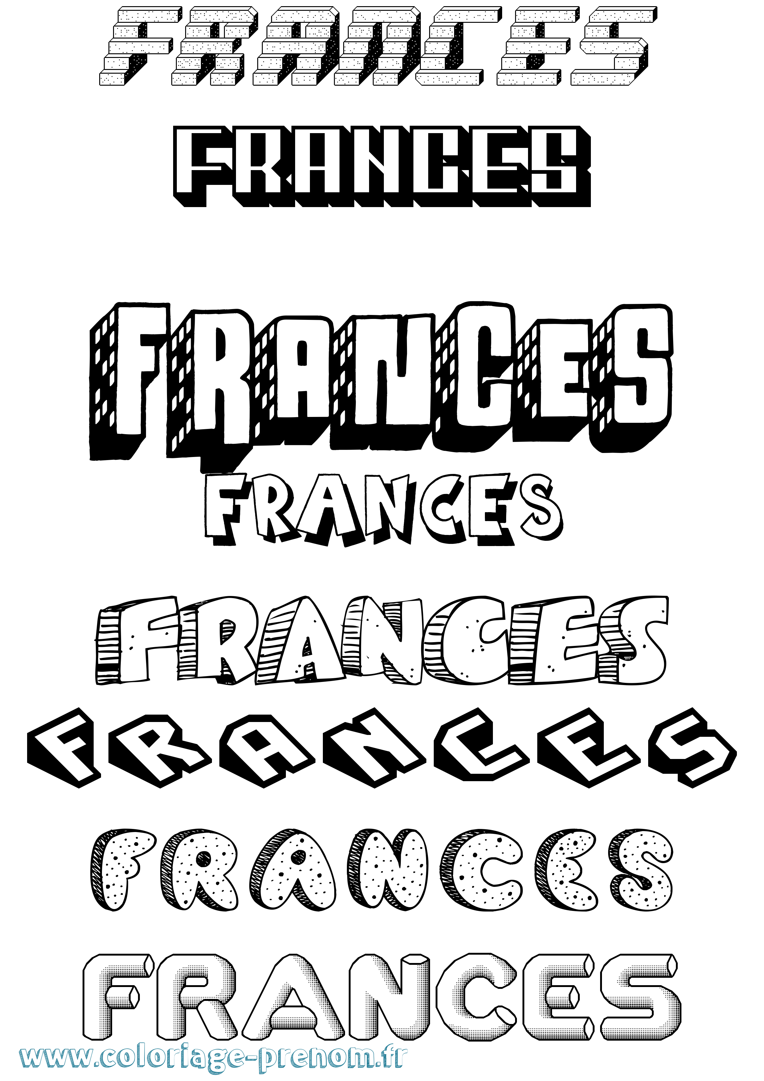 Coloriage prénom Frances Effet 3D