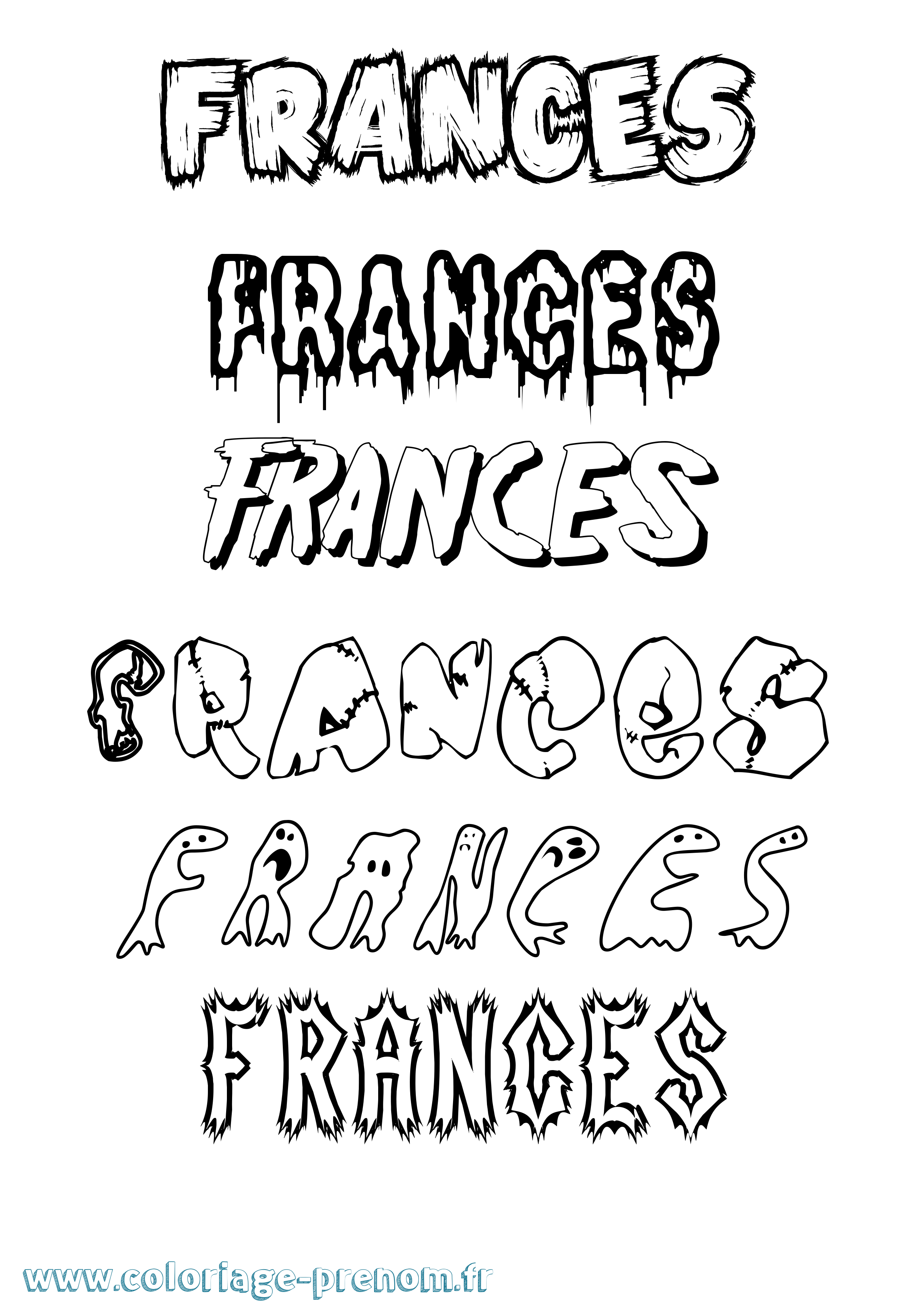 Coloriage prénom Frances Frisson