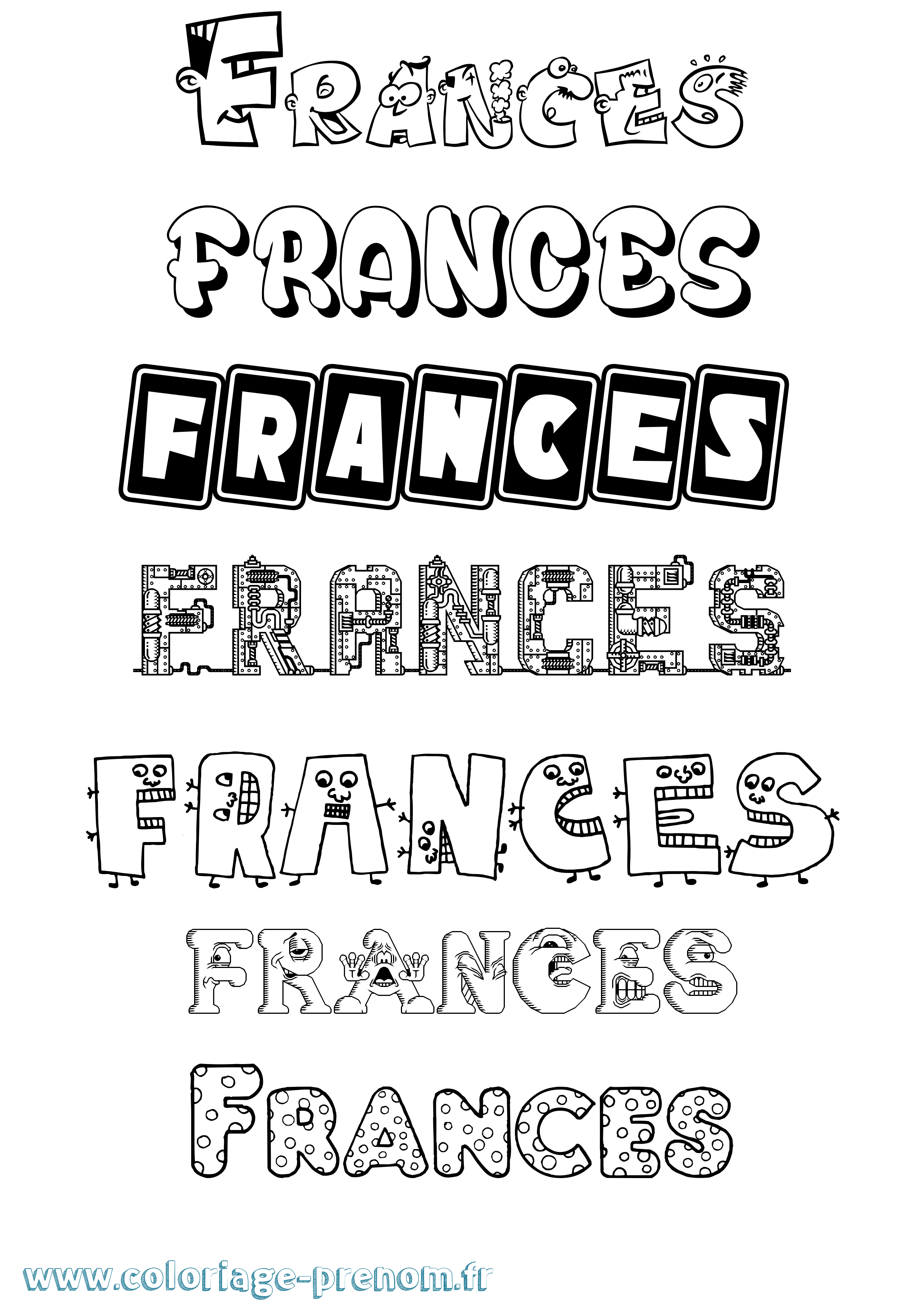 Coloriage prénom Frances Fun