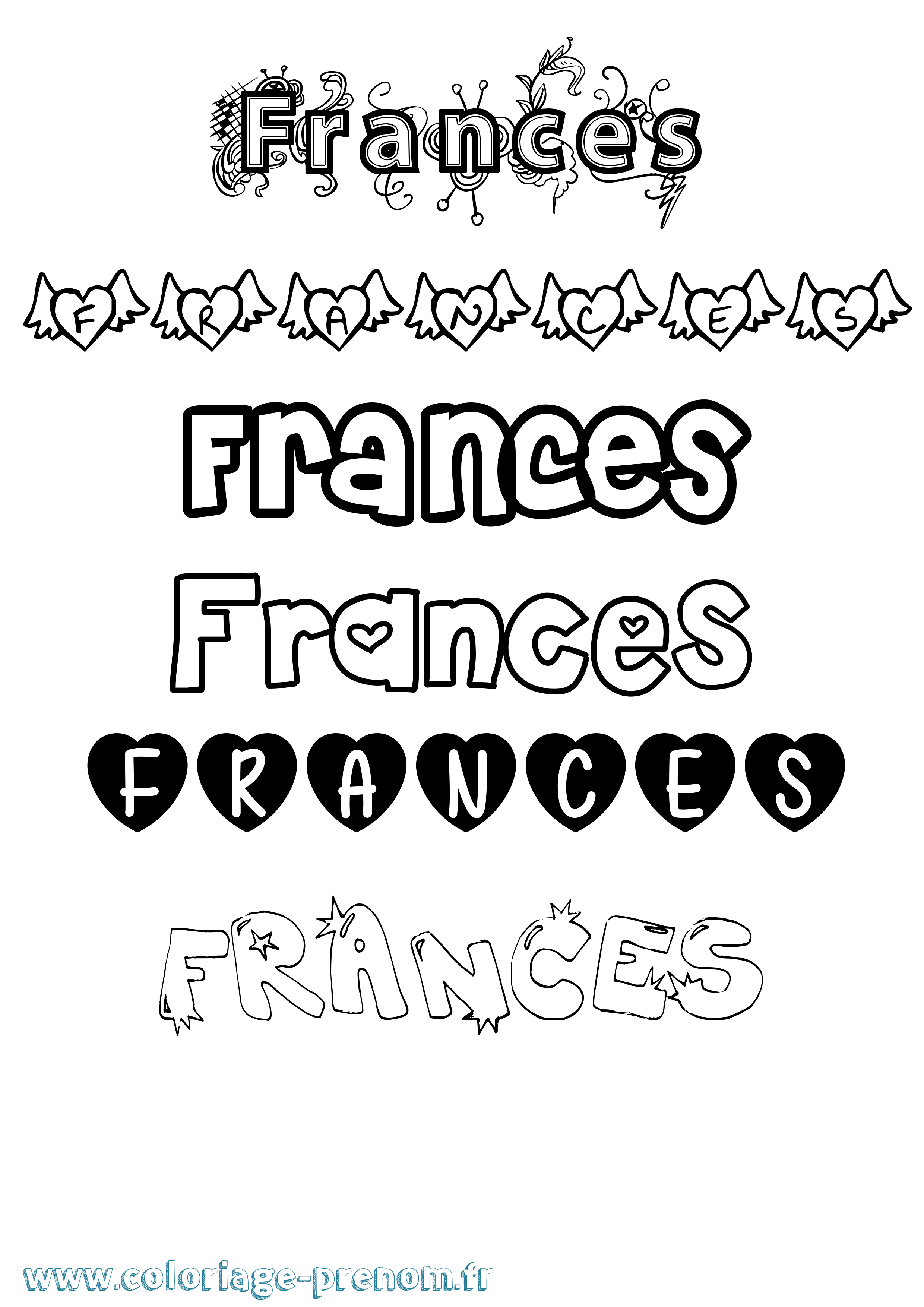 Coloriage prénom Frances Girly