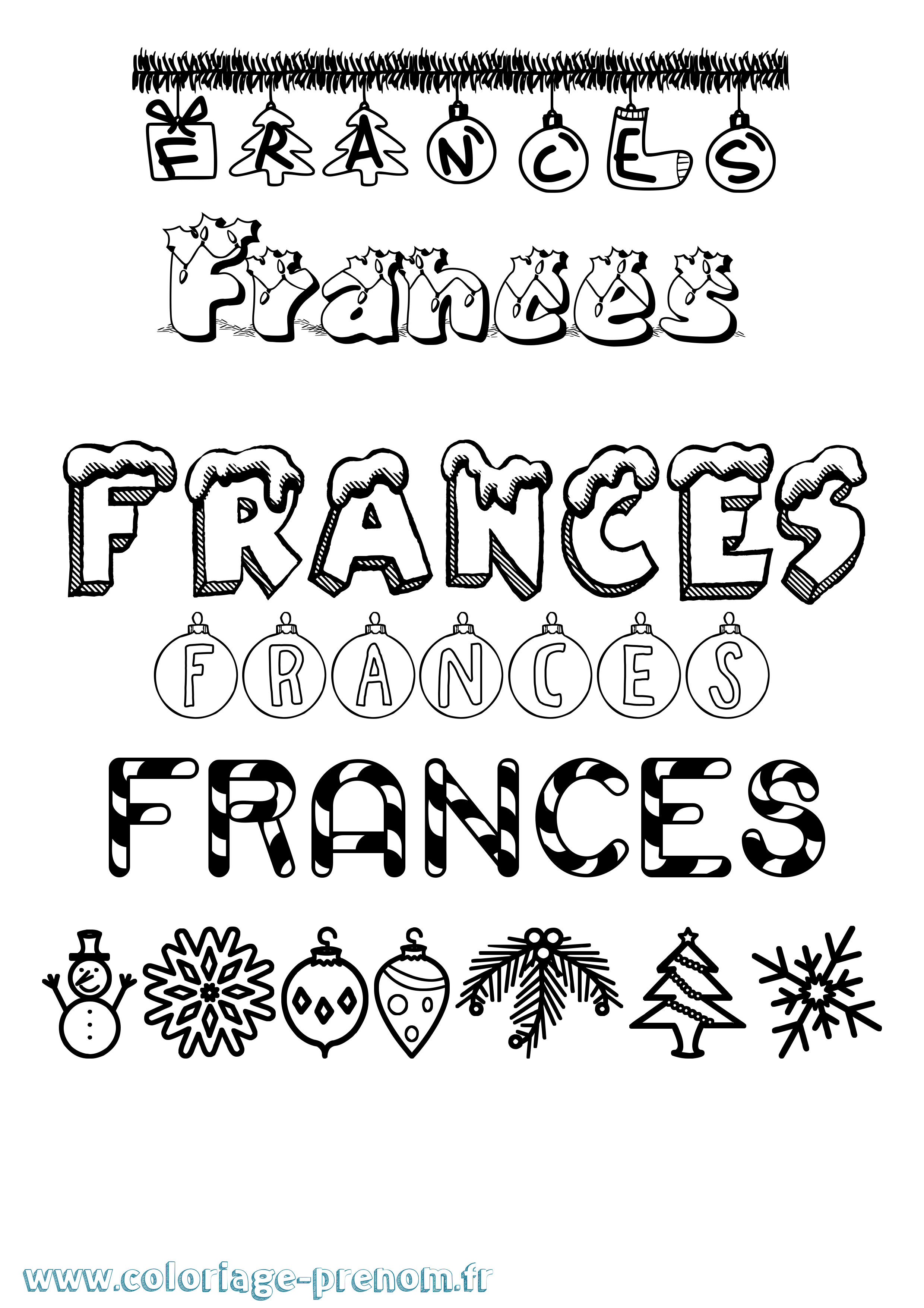 Coloriage Frances Noël Coloriage prénom Frances Noël