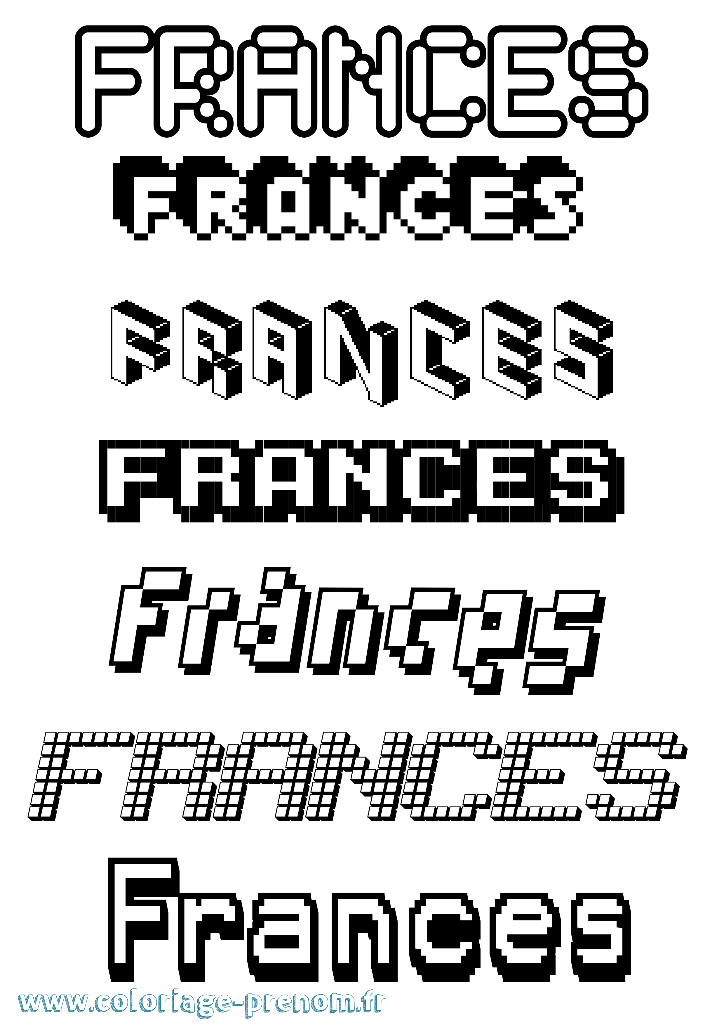 Coloriage Frances Pixel Coloriage prénom Frances Pixel