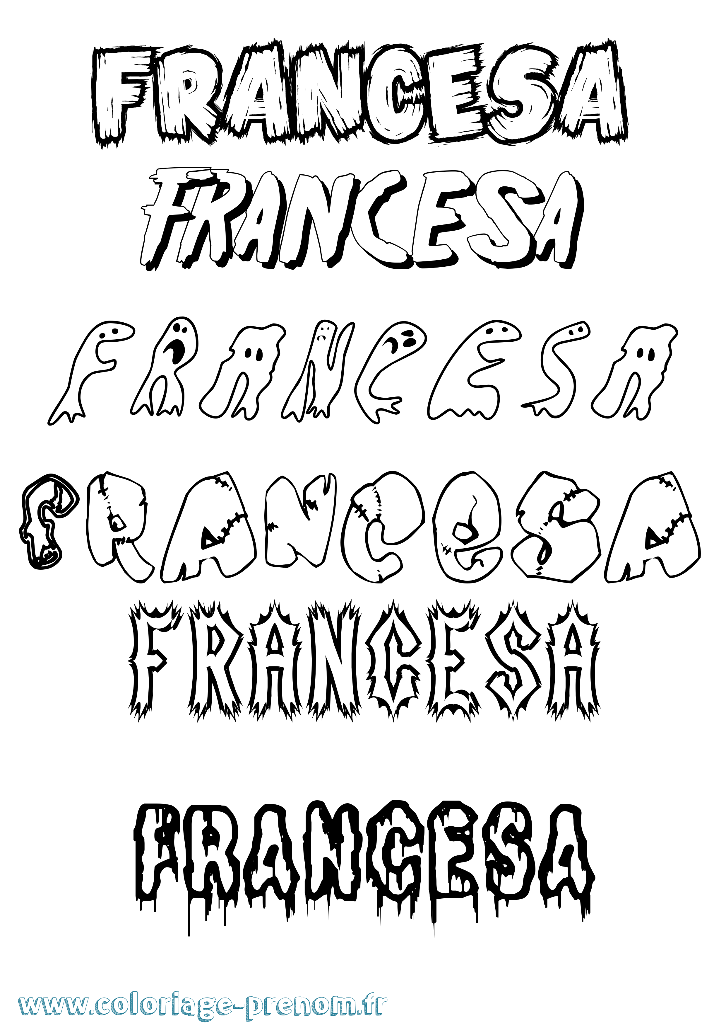 Coloriage prénom Francesa Frisson