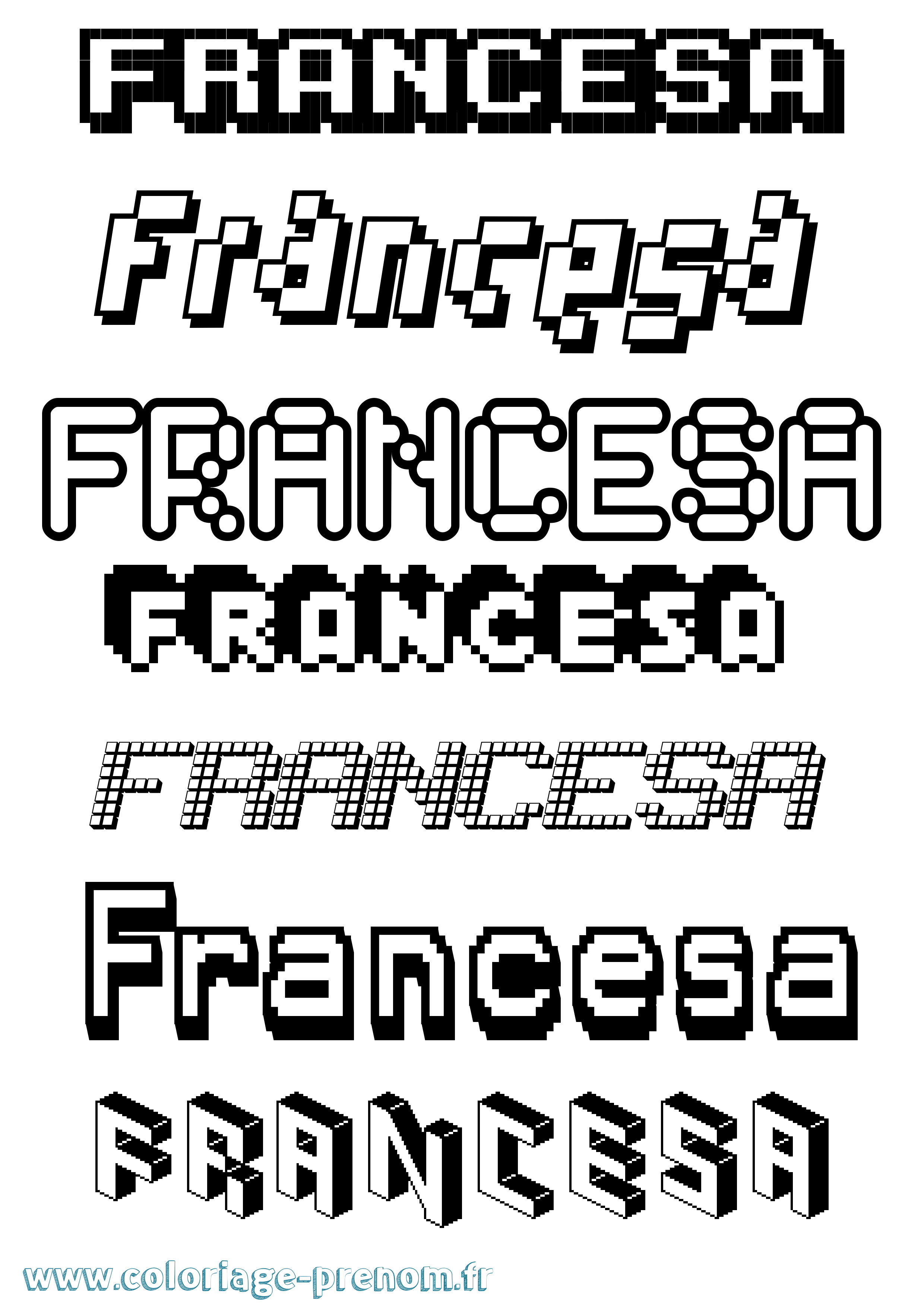 Coloriage prénom Francesa Pixel