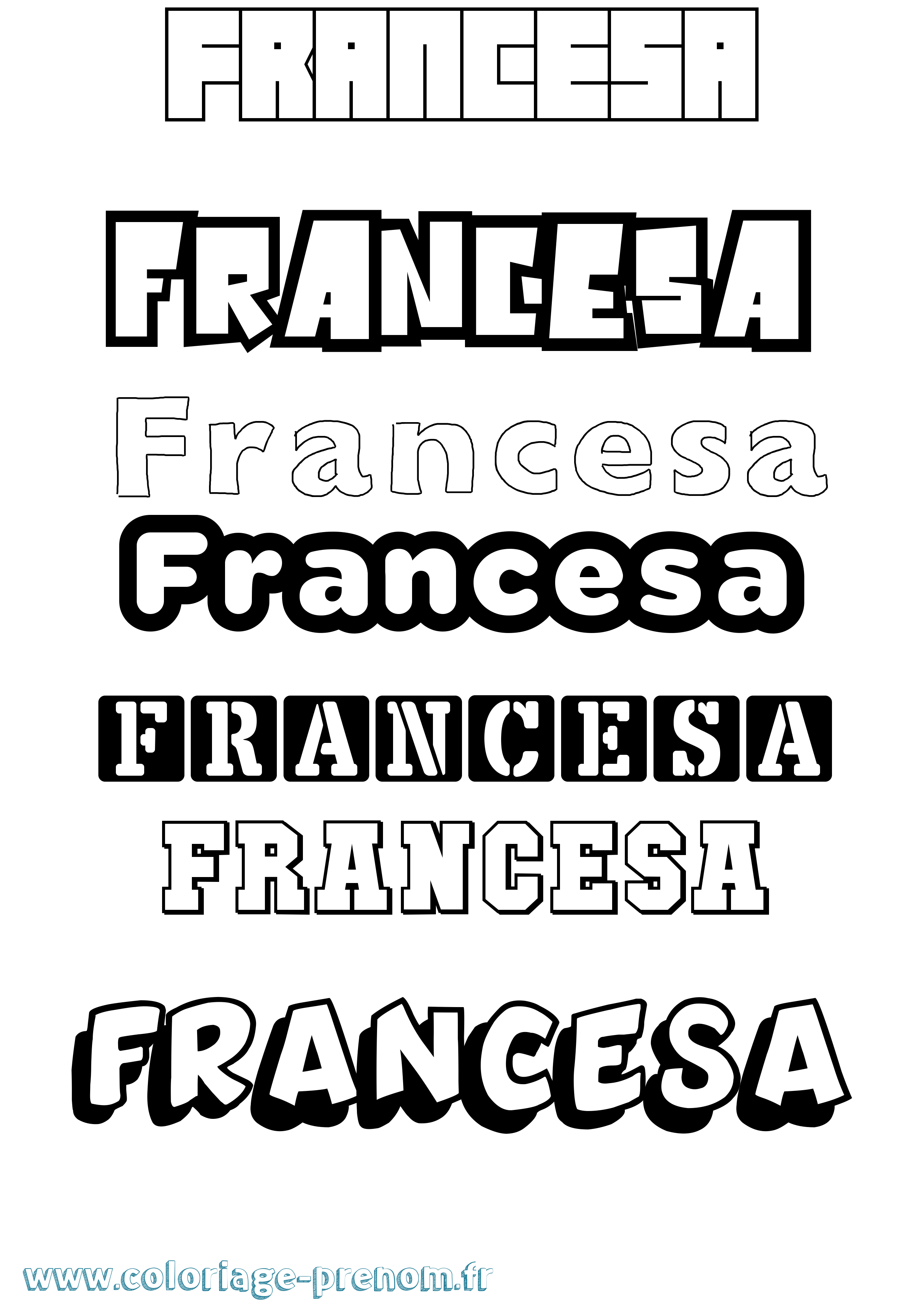 Coloriage prénom Francesa Simple