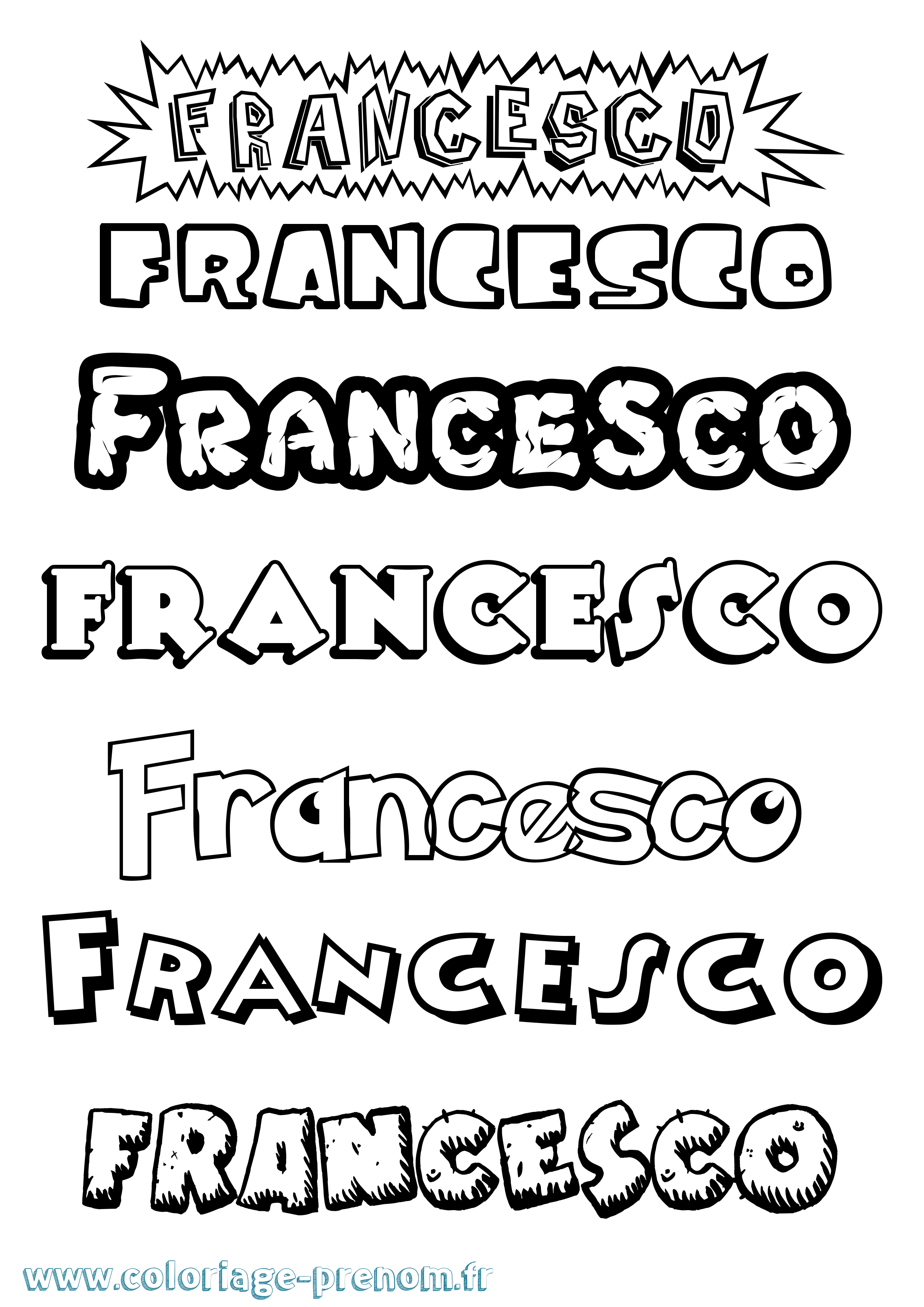 Coloriage prénom Francesco Dessin Animé